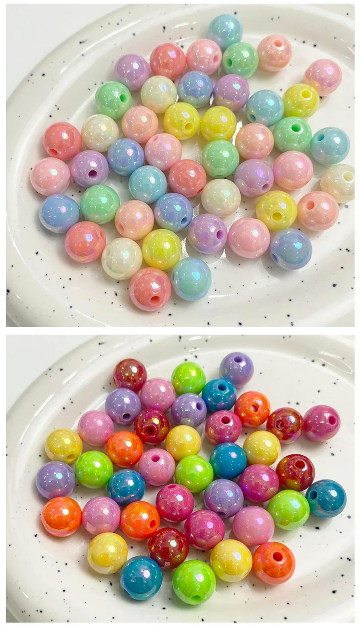 500g Cuentas acrílicas AB degradadas 10-16 mm Esfera circular Imitación de perlas utilizadas para hacer joyas Accesorios de cuentas DIY-albo-12 mm