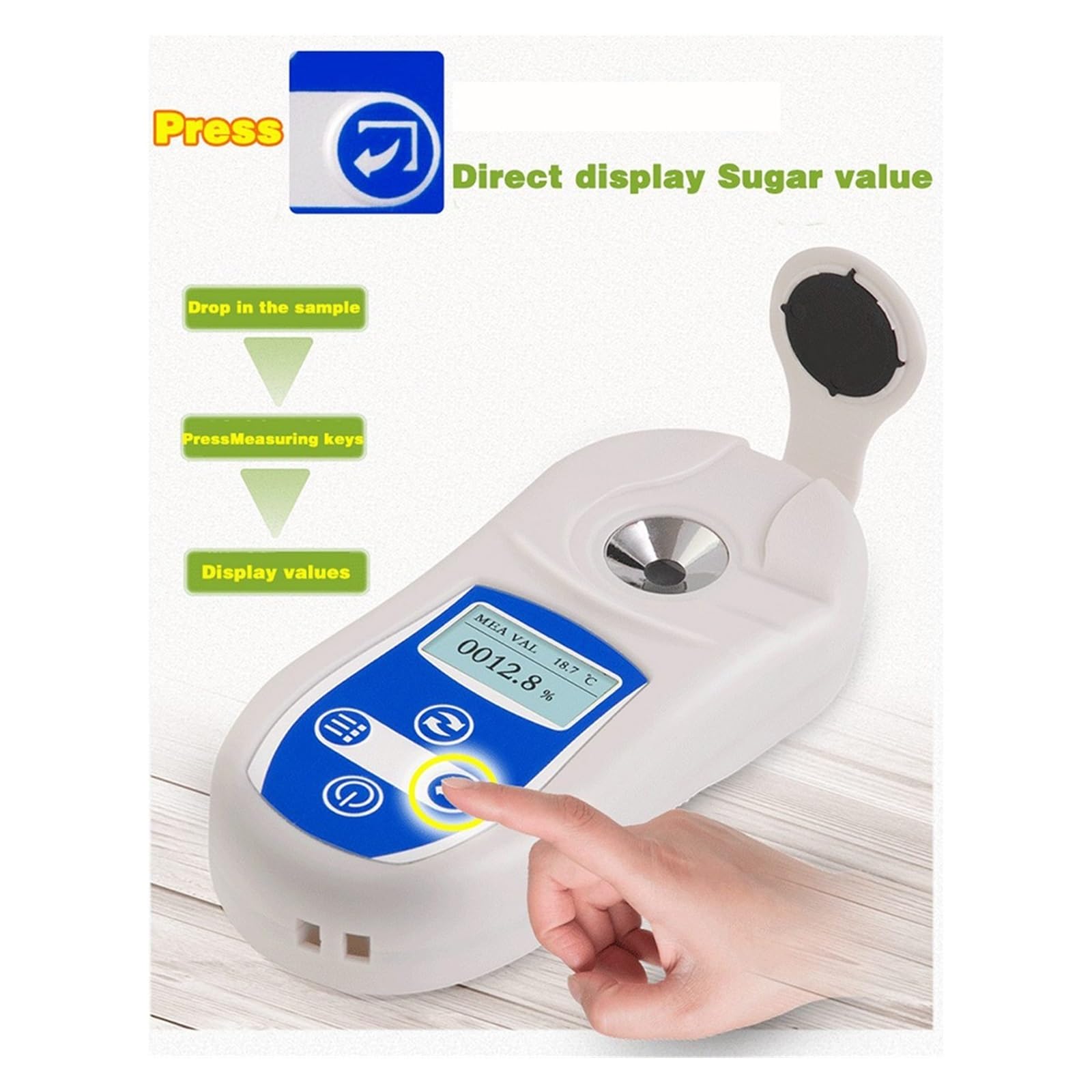 Refractómetro Digital De Índice Refracción Portátil For La Concentración Azúcar En El Vino, Probador Alta Precisión MedicióN De PrecisióN(PAL-102)