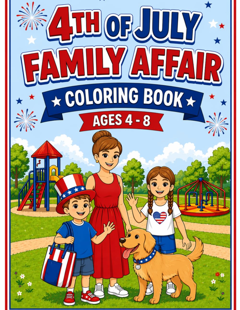 4th Of July Family Affair Coloring Book Ages 4-8