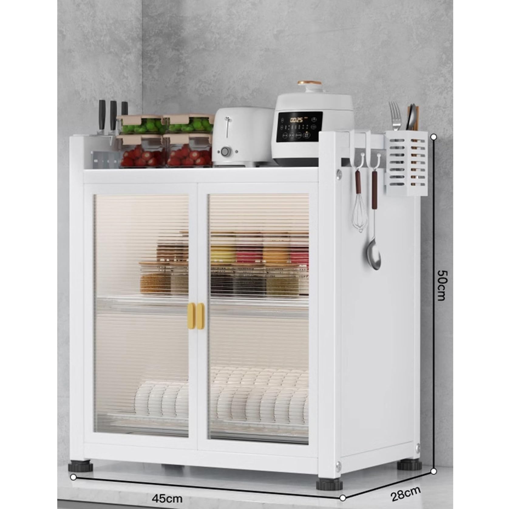 Amazon｜[VANDROUP] 食器棚 おしゃれ A 収納 北欧 スリム 完成