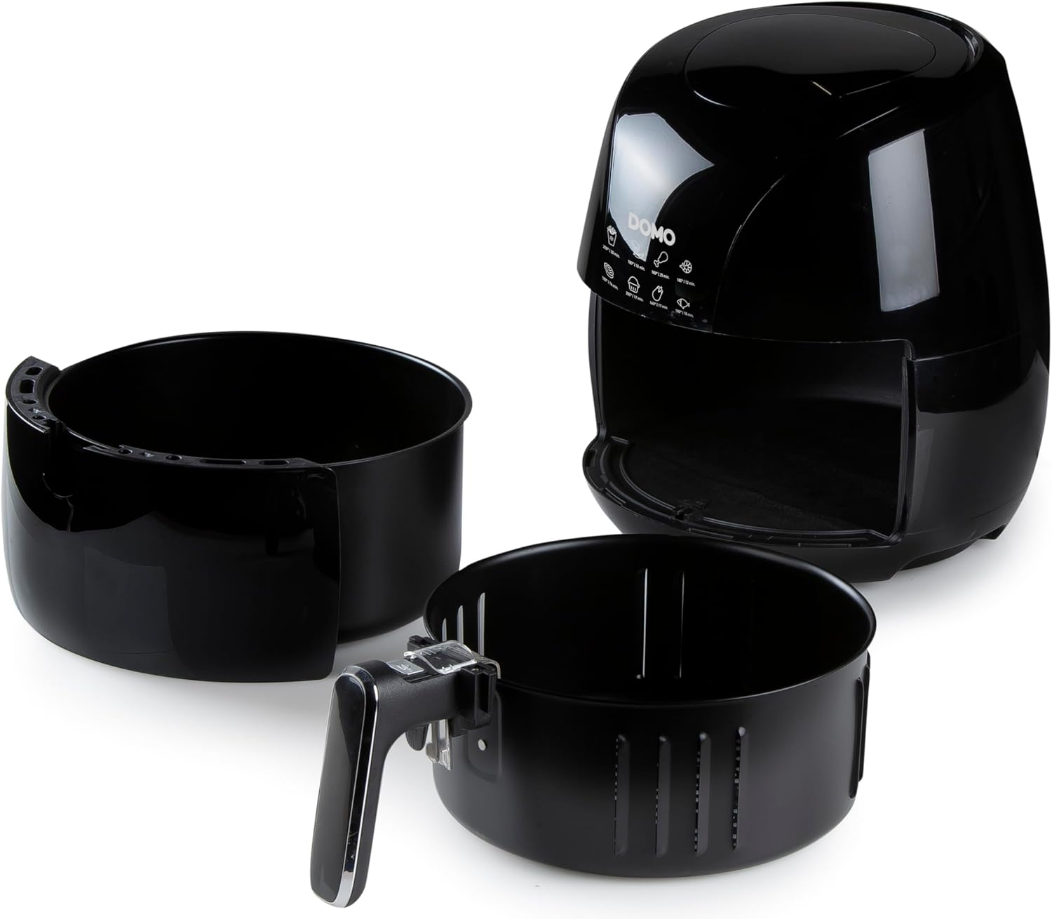 DOMO DO533FR Air Fryer with the outer pan and cooking basket separated
