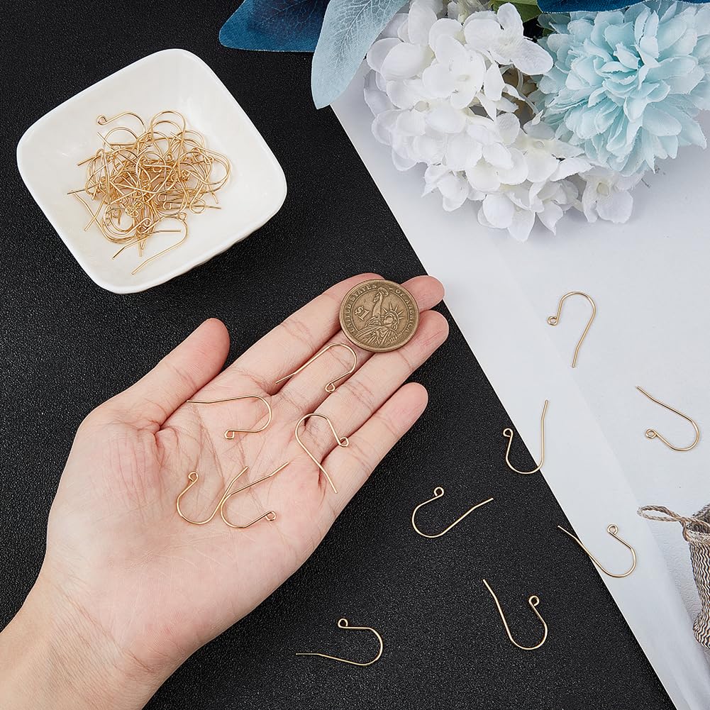 PH PandaHall 200 Ganci Per Orecchini Placcati Oro 24K – Acciaio Inossidabile 304 Con Chiusura A Leva E Anelli Aperti Per Creazione Gioielli Fai-da-Te