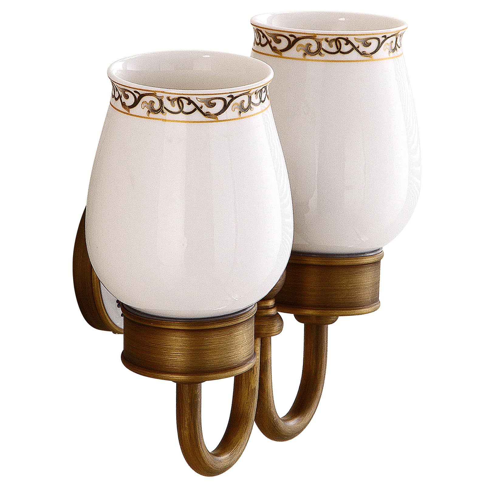 Portaspazzolino europeo in ceramica con base in cristallo, porta bicchieri, porta dentifricio, da appendere alla parete, color oro vintage
