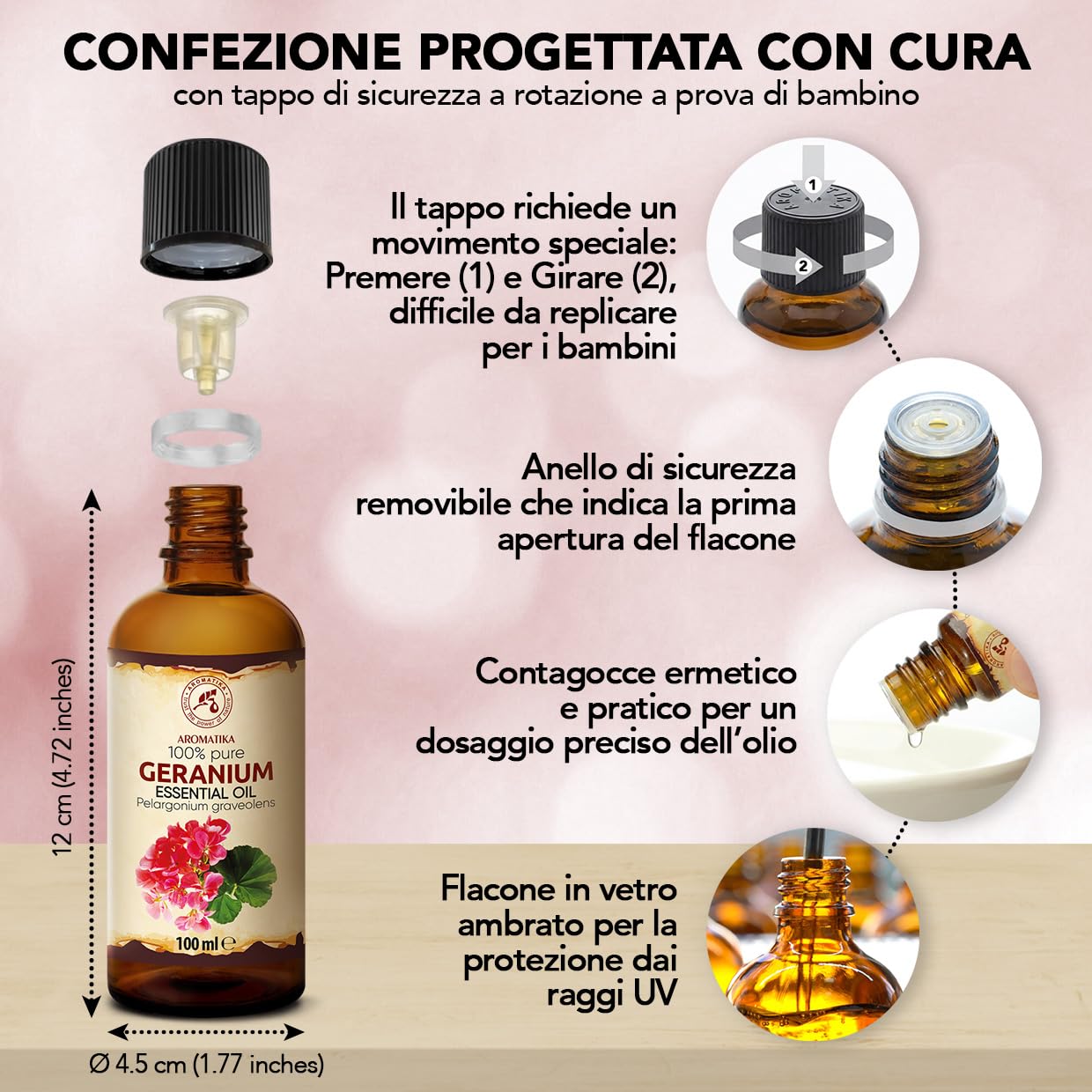 Olio Essenziale di Geranio 100 ml - per Diffusori e Aromaterapia