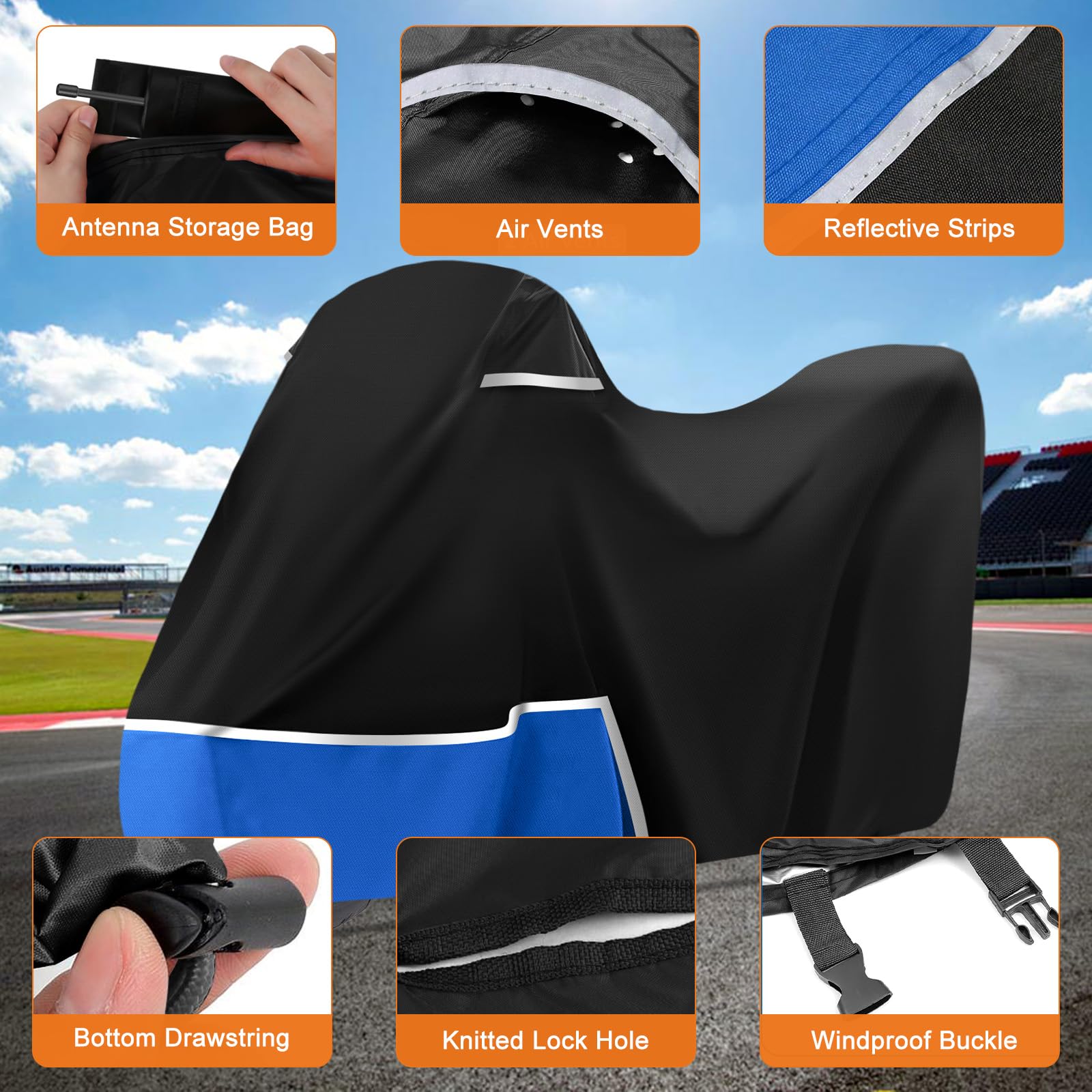 Bâche de Protection pour BMW r1250gs r1300gs f650gs f750gs (avec Coffre), Tissu Oxford 420D Housse Protection Moto extérieur, Imperméable et résistante aux intempéries