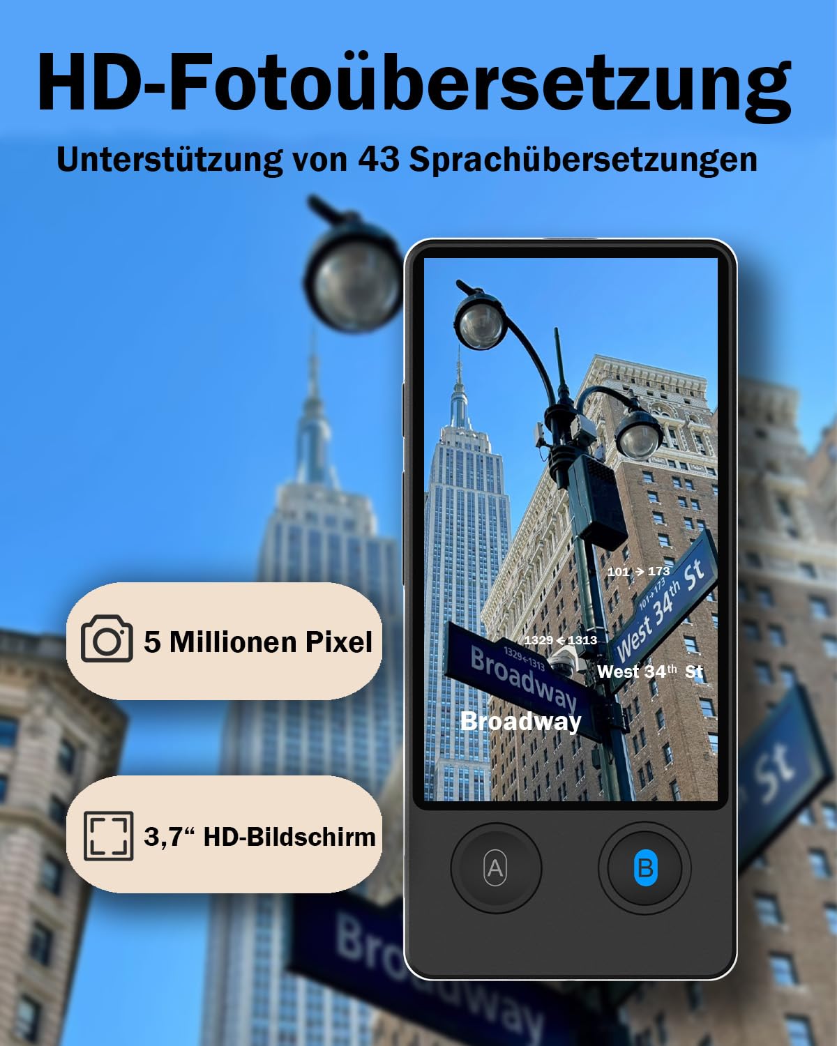 Wooask W12 Sprachübersetzer Echtzeit 144 Sprachen Offline Foto Übersetzer Gerät