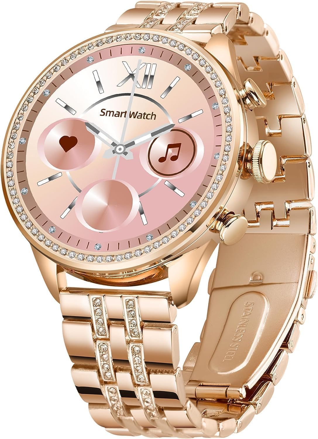 Avvni The Store Womens Round Rose Gold Diamond Edition GEN 9 Smartwatch Wireless Charging, IP67 Waterproof, Health Monitoring, Always On Display, Bluetooth Calling, Activity Tracking (Free Size) (B0CQGNY6KQ) Amazon Price History, Amazon Price Tracker
