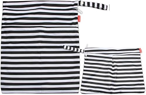 Miniatura 2 de Damero 2 bolsas de viaje húmedas y secas con asa para pañales de tela, piezas de bombeo, ropa, traje de baño y más, fácil de agarrar y llevar, tiras