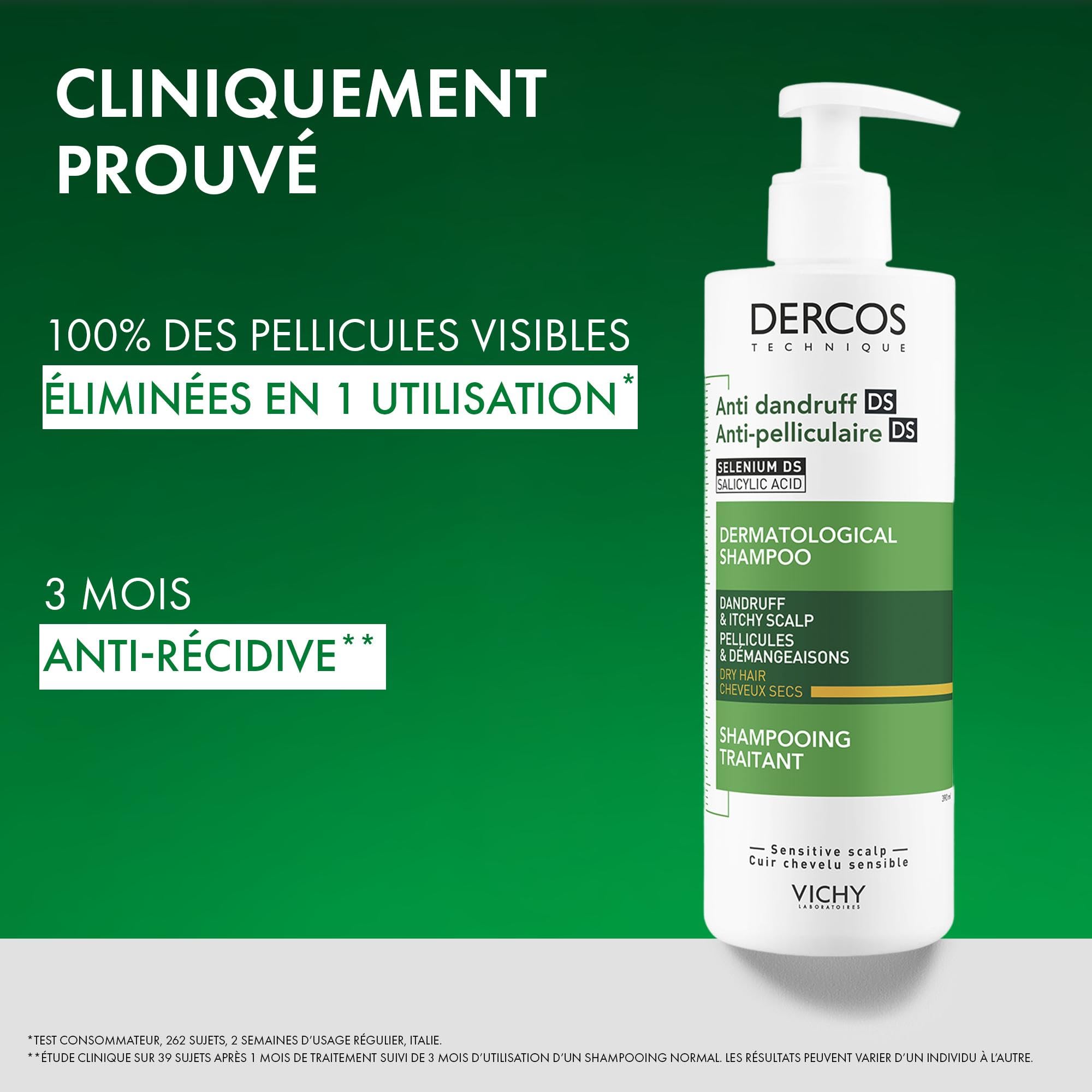 Vichy, Dercos, Shampooing Anti-Pelliculaire DS, Pellicules & Démangeaisons, Cheveux Secs
