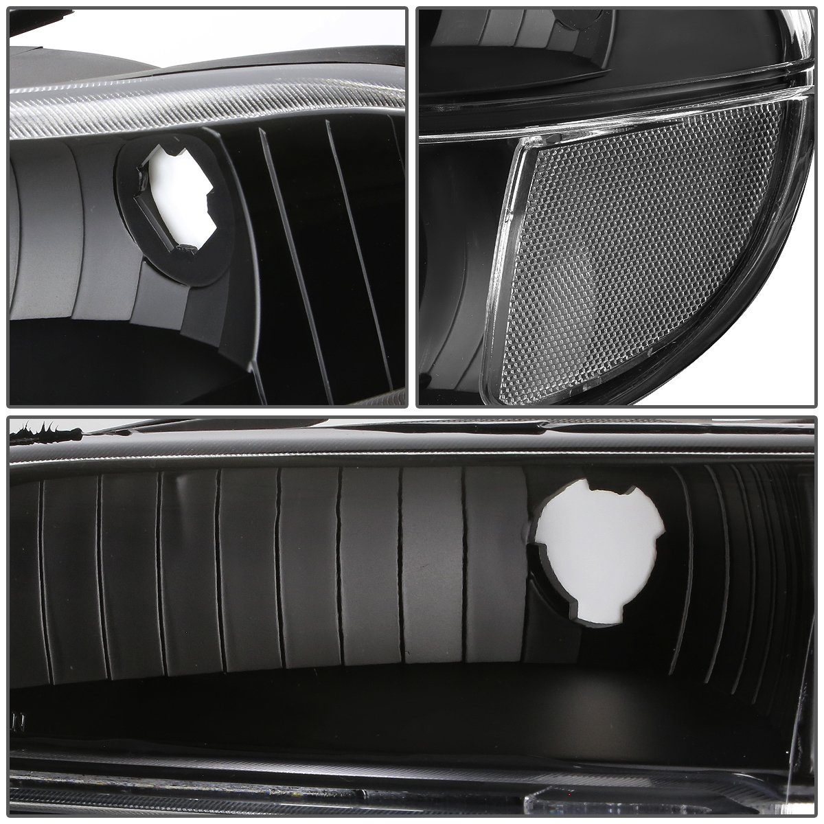 Auto Dynasty Headlights Assembly Compatible with 1995-2001 Ford Mercury Explorer Mountaineer, 4Pcs Driver and Passenger Side Halogen Headlamps Replacement w/Bumper Lamps, Black Housing Clear Corner