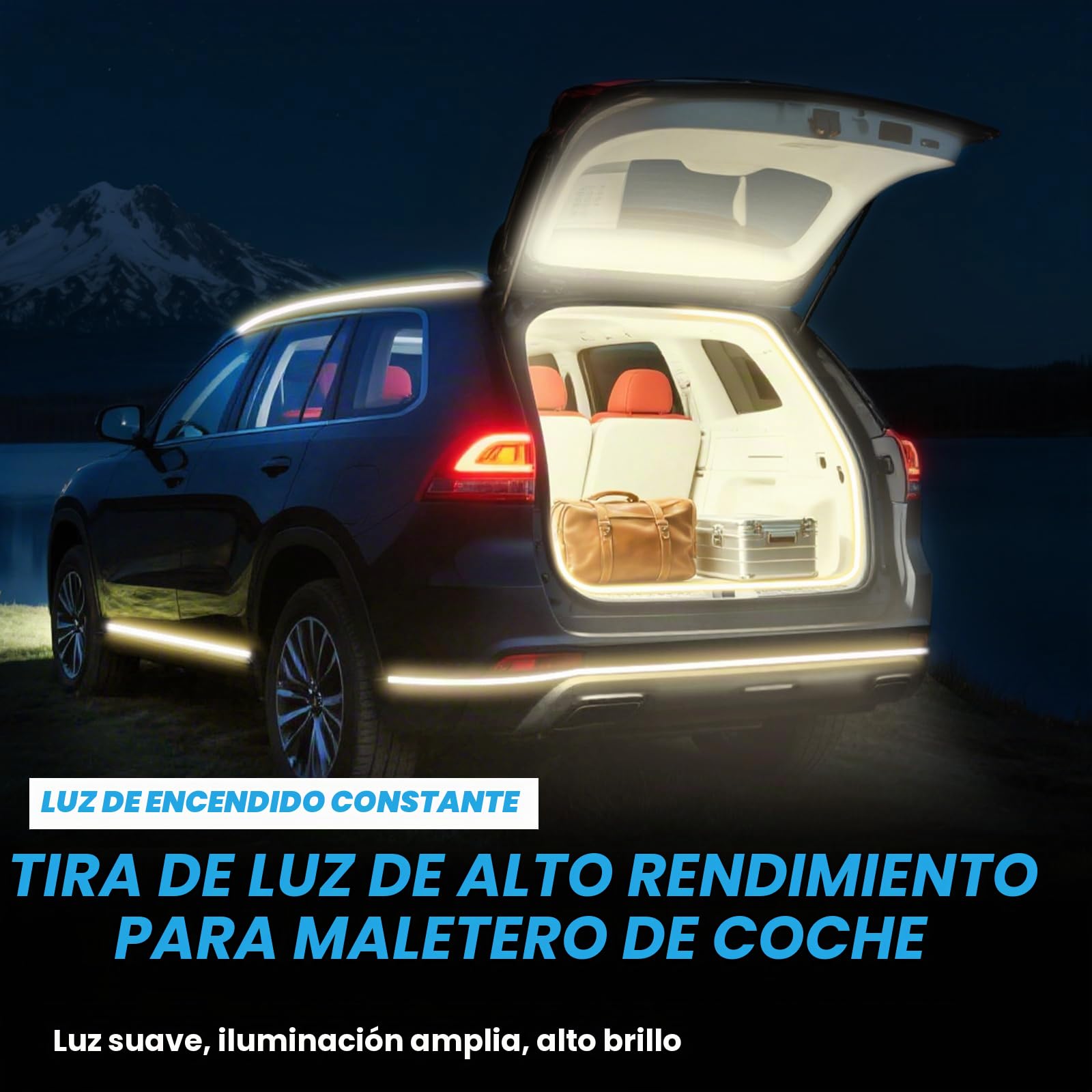 Tira de Luz para Maletero de Coche, Tira de Luz LED de Corte Flexible para Maletero Impermeable Universal Tira de Luces LED para Interior de Coche, SUV, Camión (Blanco Cálido, 2 m/79 in)