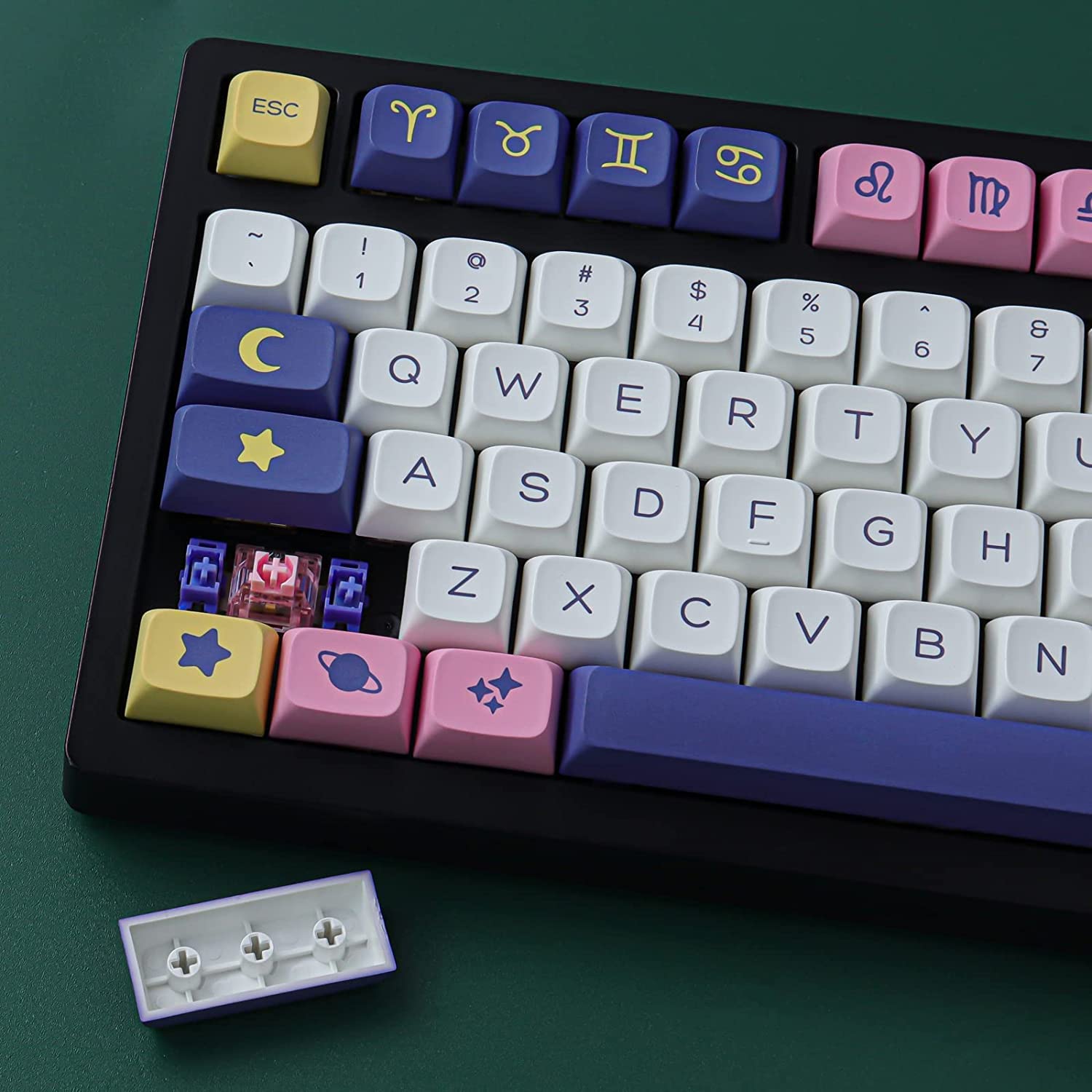 JOMKIZ nasadki na klawisze, 132 klawisze zestaw nasadek klawiszy z PBT barwnik sublimacyjny XDA nasadki na klawisze profilowe do klawiatury mechanicznej Cherry MX Switch