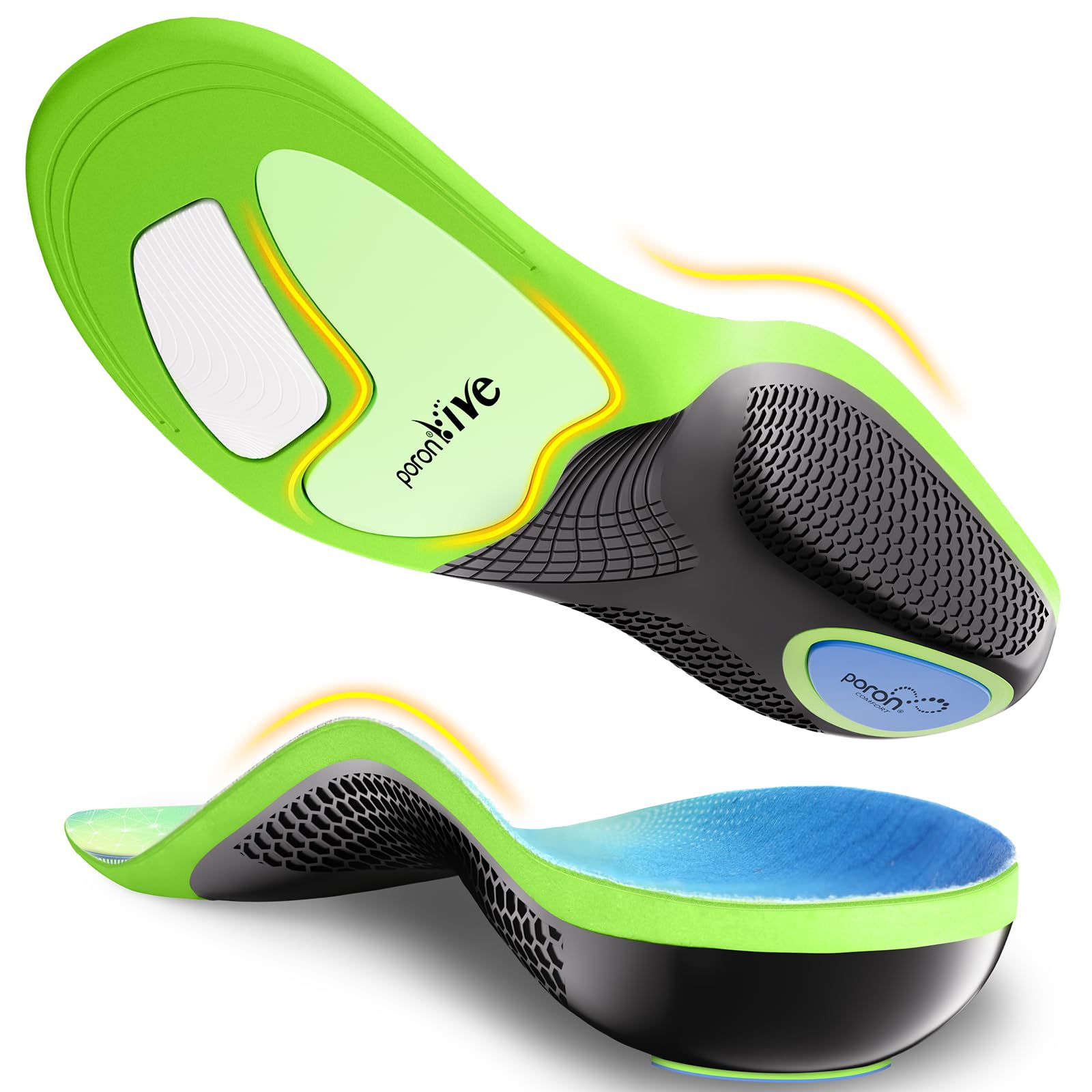 Healrecux Plantar Fasciitis Insoles Shoe Inserts for Men Women 240lbs Heavy Duty Arch Support Inserts for Pain Relief