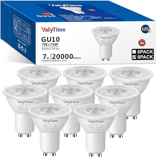 Valytime Bombillas LED GU10 regulables de 7 W (equivalente a 50 W a 60 W-75 W) GU10 bombillas halógenas en forma de Gu10, bombilla de repuesto 38