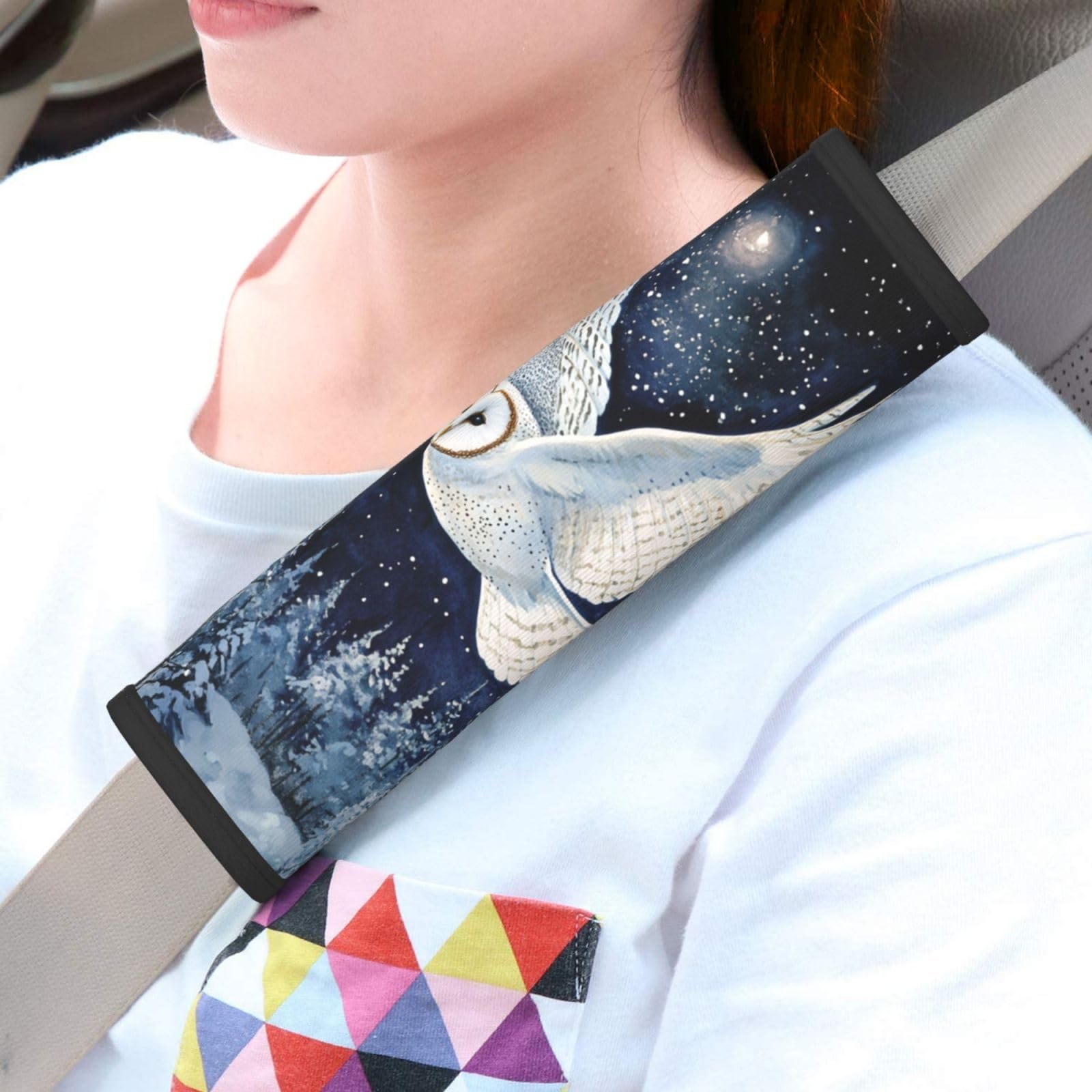 Majestic Barn Owl Soaring Car Seat Belt Cover 2 Pack Seatbelt Strap Shoulder Pad Protector Universal Comfort for Car