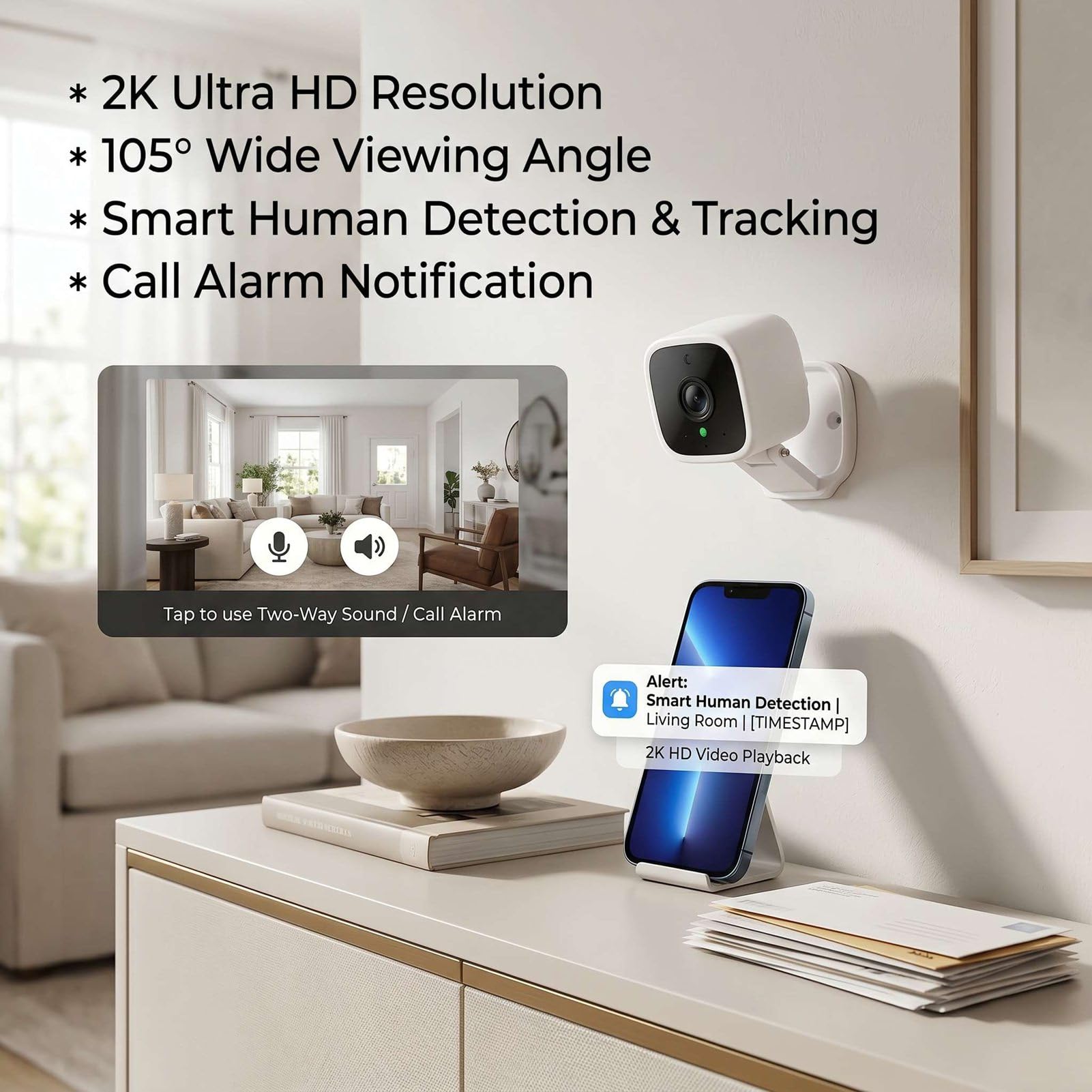 Rilevazione Movimento Telecamera 2K di Sicurezza Interna