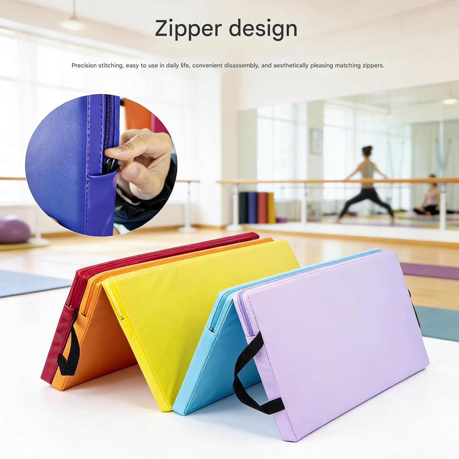 Foldable Pilates Mat Nonslip Fitness Folding Light Weight Gym Mats Travel Exercise for Women Sports Use Folding