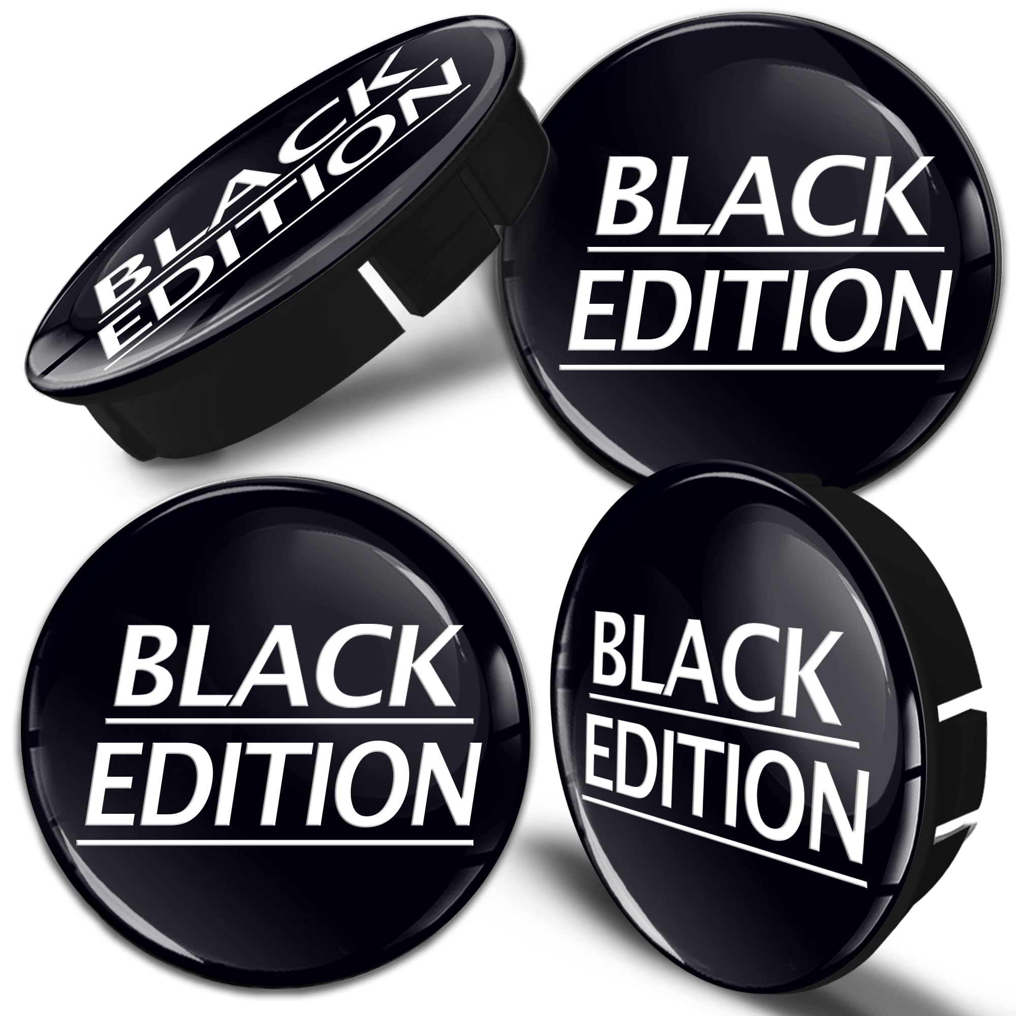 Biomar Labs 4 x 60 mm / 55 mm Black Universal Plastic Hub Caps Wheel Caps Hub Caps Black Edition C 12