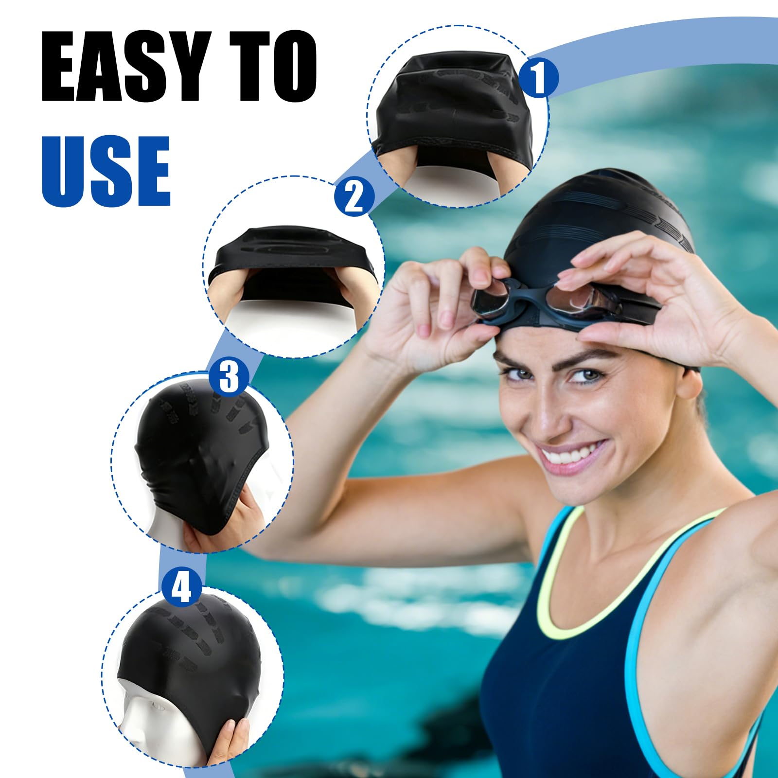 Lunettes Natation Réglables Bonnet De Bain Silicone Lunettes Piscine Enfants/Adulte – Kit Anti-Fuite, Imperméable, Antibuée, Réglable, Noir Lunettes Natation Réglables Bonnet De Bain Silicone Lunettes Piscine Enfants/Adulte – Kit Anti-Fuite, Imperméable, Antibuée, Réglable, Noir