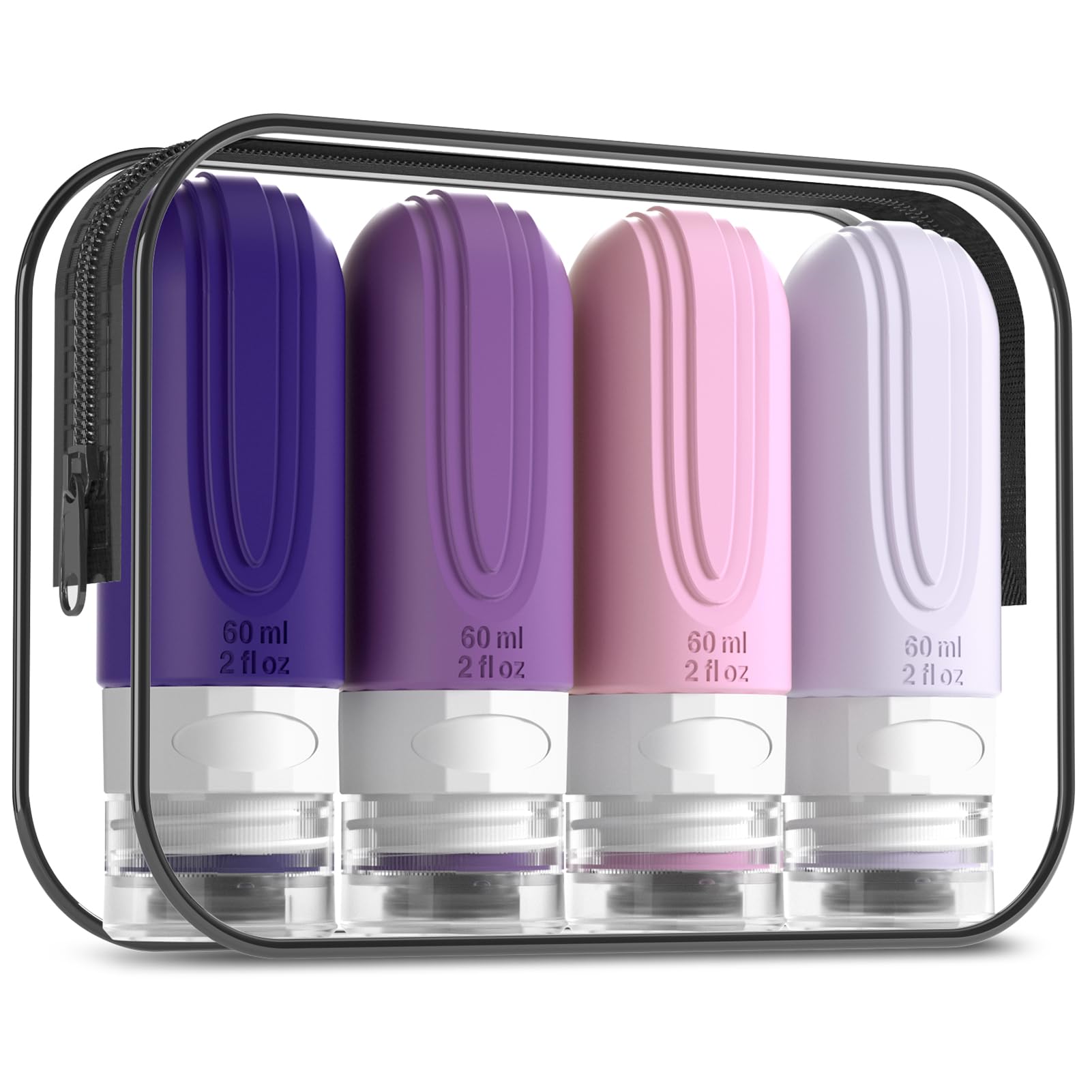 Mrsdry Travel Bottle for Toiletries, Small 60ml Silicone Travel Size Bottles, Leak Proof Refillable Containers for Liquid Shampoo, BPA Free Travel Accessories with Clear Bag (4 Pack) — view 12