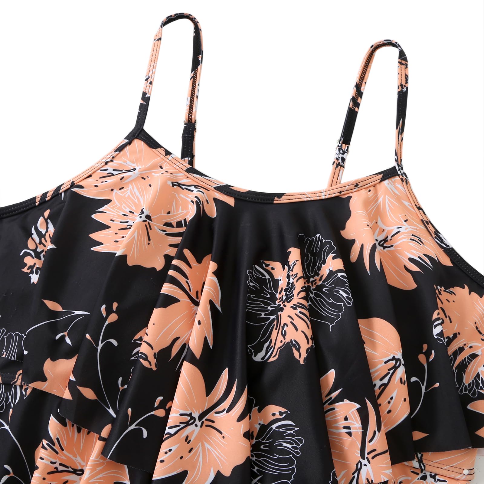Costume da Bagno da Donna a Due Pezzi a Vita Alta Tankini Set Costume da Bagno con Volant Arricciato
