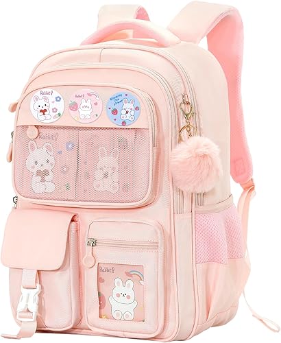 Mochila infantil para niñas, mochilas Kawaii para niños, mochila rosa para niños, mochila de moda con múltiples bolsillos para escuela primaria,