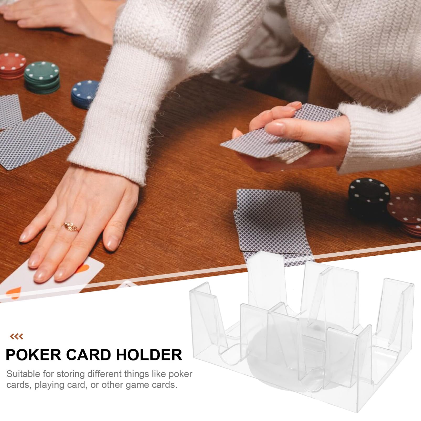 ERINGOGO Poker Deck Holder Stand Card Holders Rotating Tray Storage Box Plastic Card Holder for Home Office