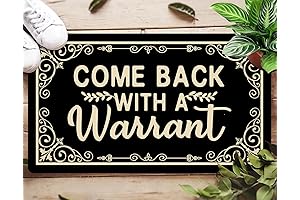 Come Back with a Warrant 30" x 17" Funny Welcome Mat