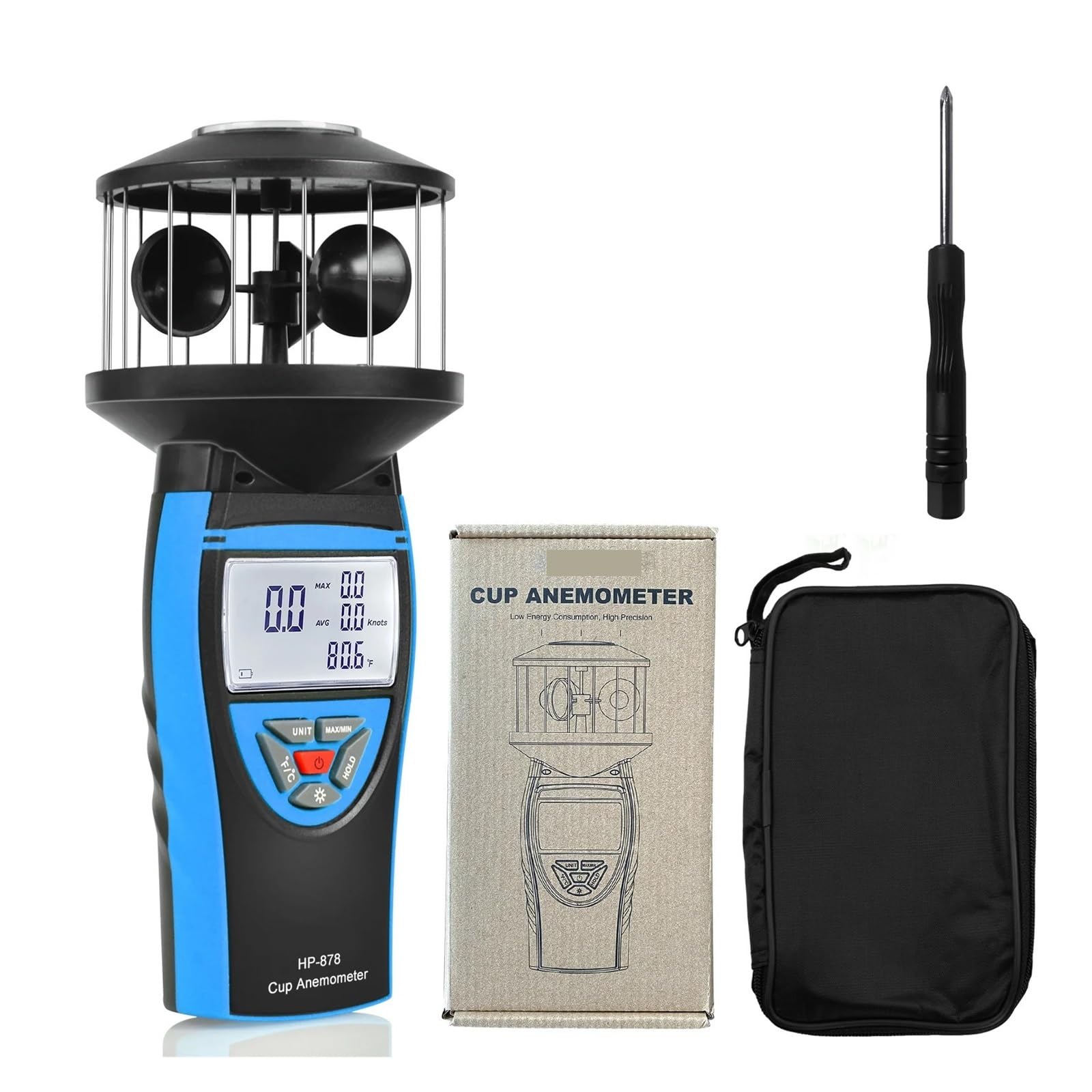 Anemometry, Anemometr kubkowy ręczny, pomiar wielokierunkowy 360°, narzędzia do pomiaru prędkości wiatru, do windsurfingu