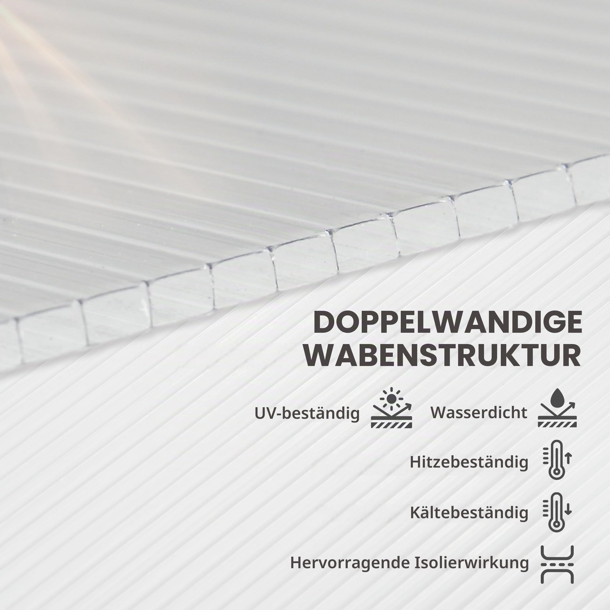 Outsunny 14 Stück Polycarbonatplatten 121x61x0,4cm Doppelsteg klar