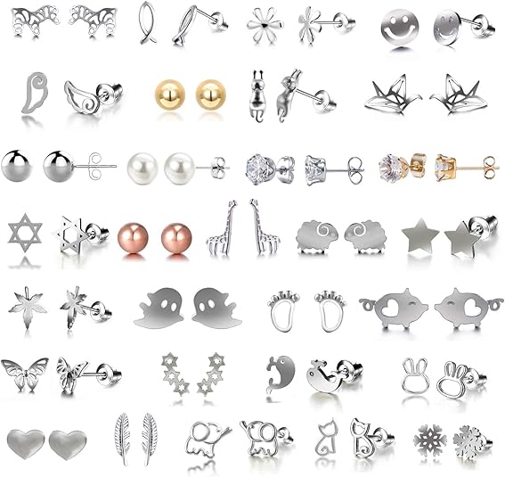 TAMHOO 30 Assorted Fairy and Animal Studs