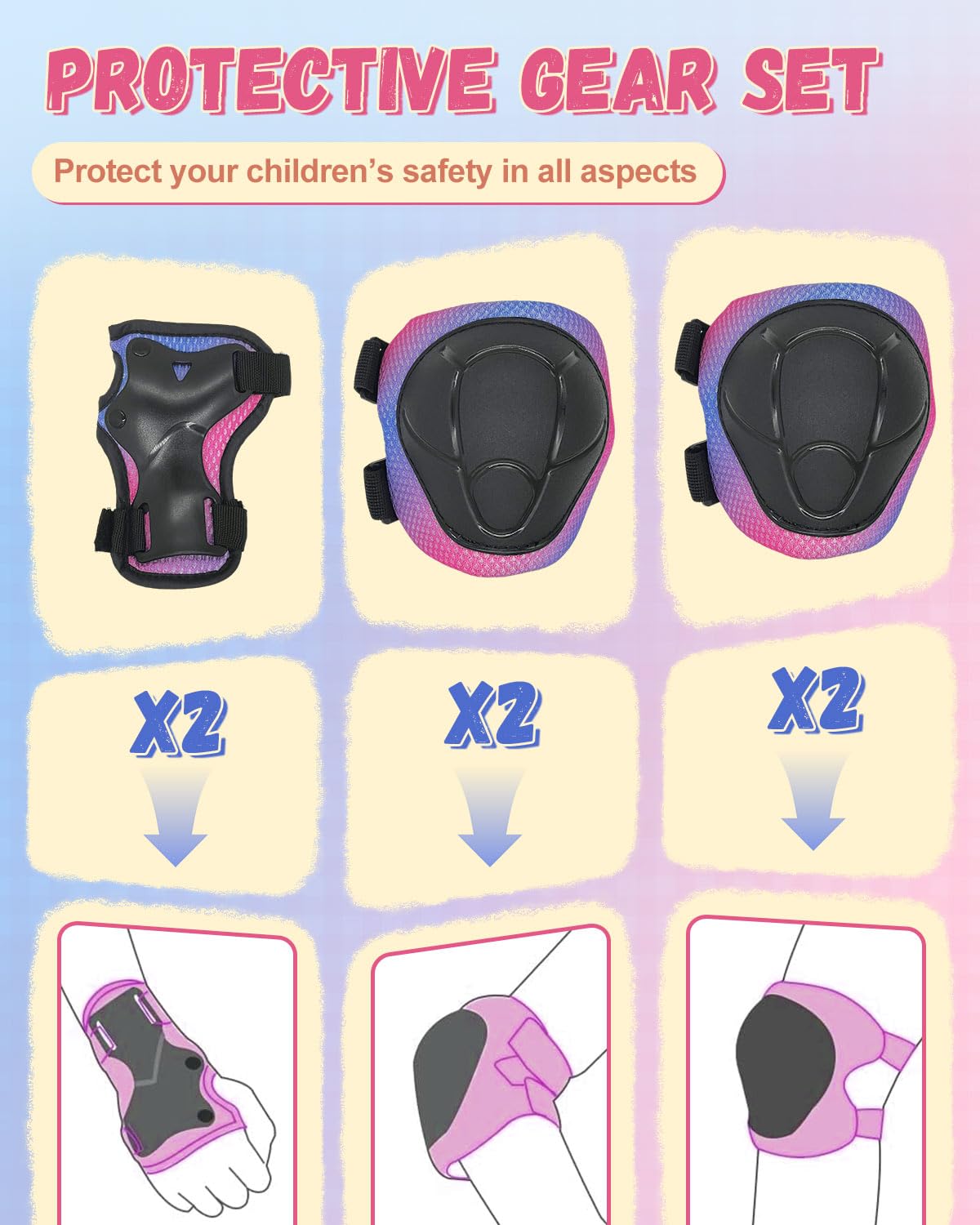 Casque de vélo pour enfants de 3 à 8 ans, offrant une protection de sécurité pour le cyclisme, la planche à roulettes et la trottinette, cadeau d'anniversaire pour enfants (bleu dégradé)