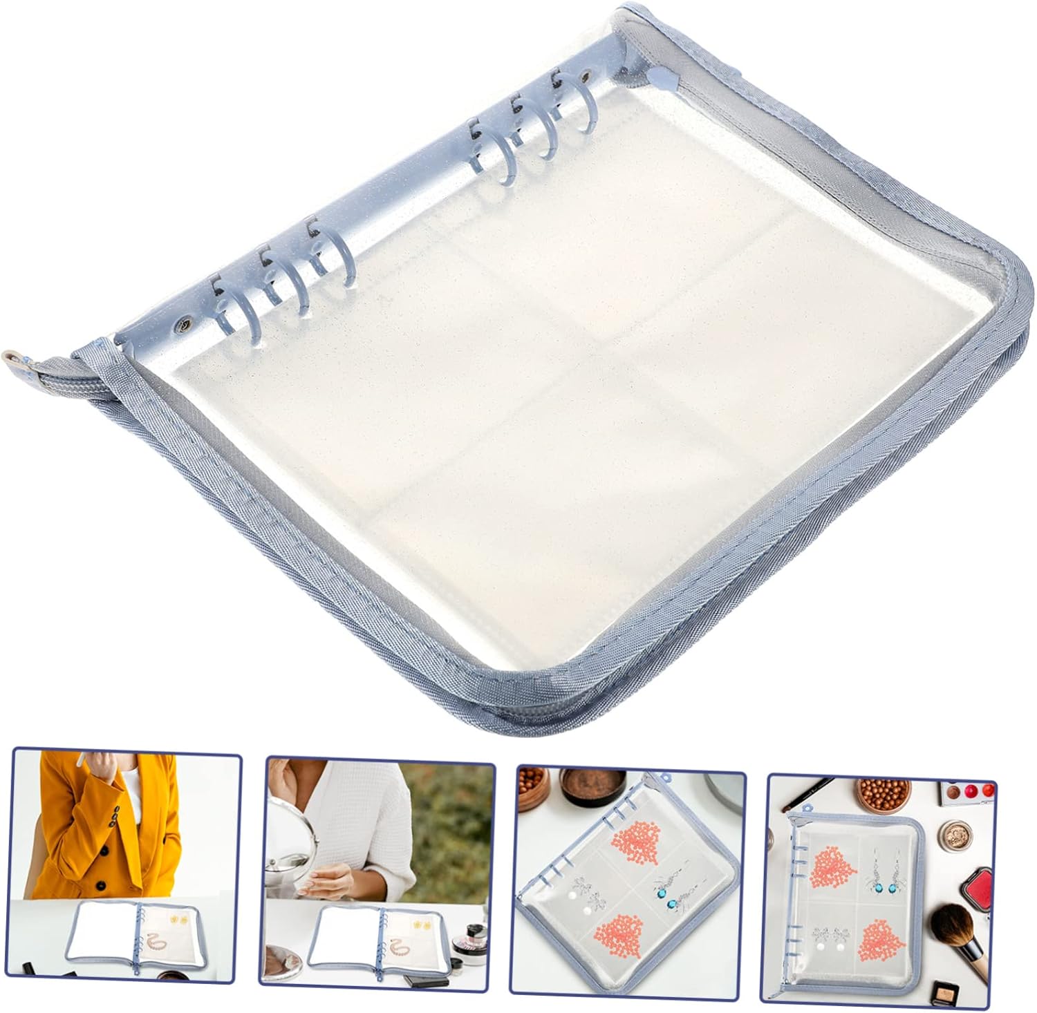 1set Jewelry Storage Book Pouches Album for Earrings Necklaces Card Slots Zippered Design for Organizing Jewelry Collectibles