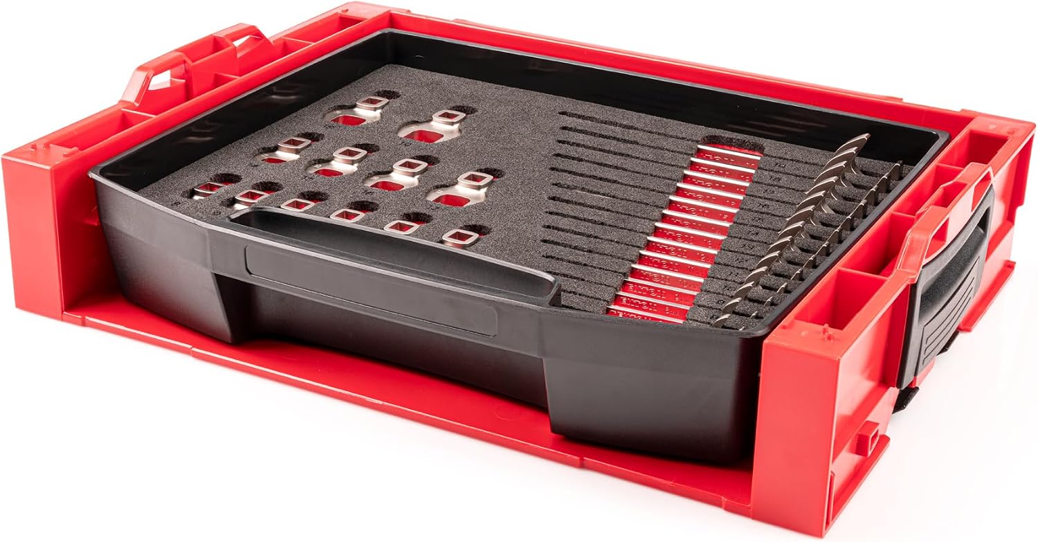TEKTON Angle Head and Crowfoot Wrench Set with Open Top Drawer and Rack, 26-Piece (6-19 mm) | OLB94207