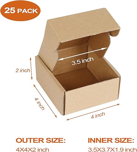 Miniatura 10 de PHAREGE - Paquete de 25 cajas de envío de 6 x 6 x 2 pulgadas, cajas de cartón corrugado marrón, cajas de correo pequeñas para embalaje de pequeñas