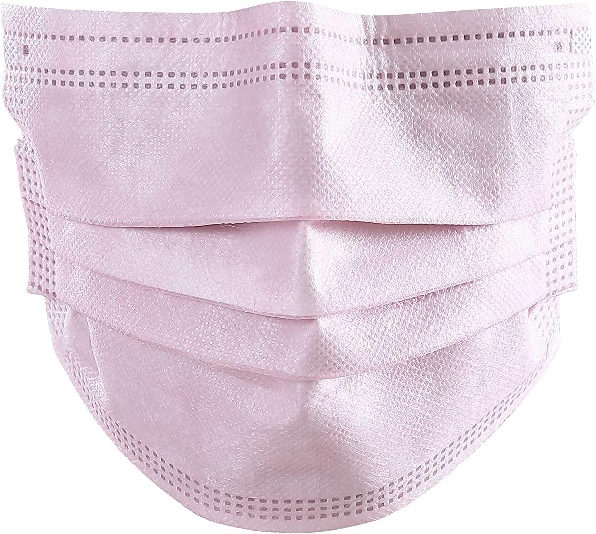 Disposable Face Masks, 25 Pack, Pink, 3-Ply, Lightweight & Comfortable Mouth for Single Daily Use, Soft Breathable Fabric, Elastic Earloops