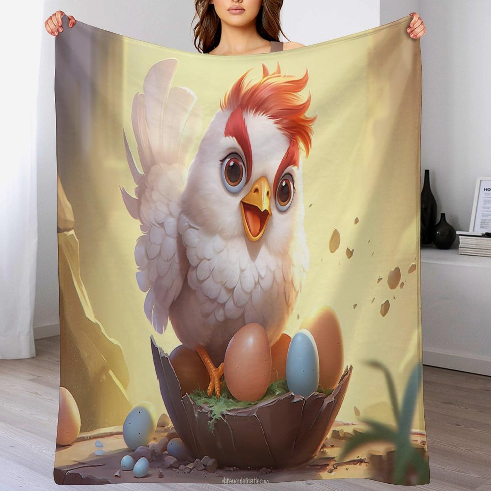 Couverture poules chaude en flannel moelleuse pour soirées cocooning au salon ou camping
