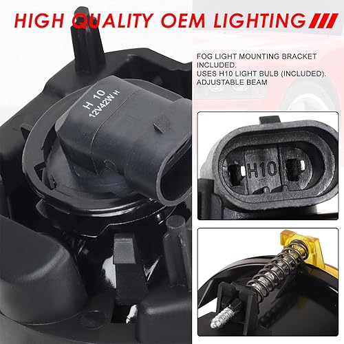 Miniatura 6 de Auto Dynasty Luces antiniebla de conducción con interruptor compatibles con Dodge Charger Challenger Patriot Sebring, lado del conductor y del