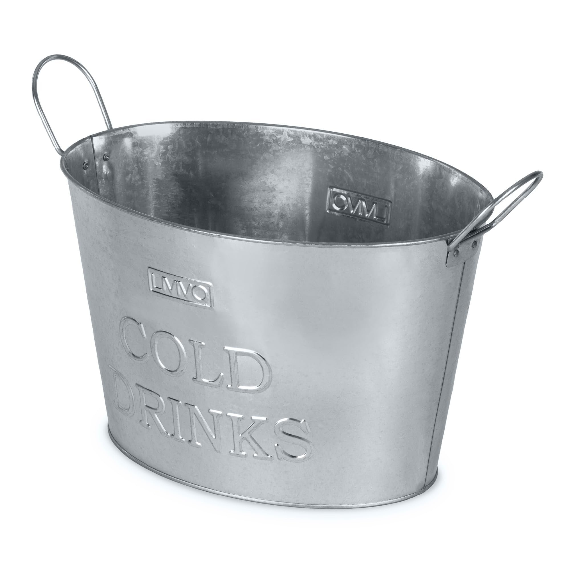 LIVIVO Galvanised Steel 24L Drinks Ice Cool Bucket with Handles - Great for Parties, BBQs and Bars Cooling Bottles, Cans of Beer or Soft Drinks