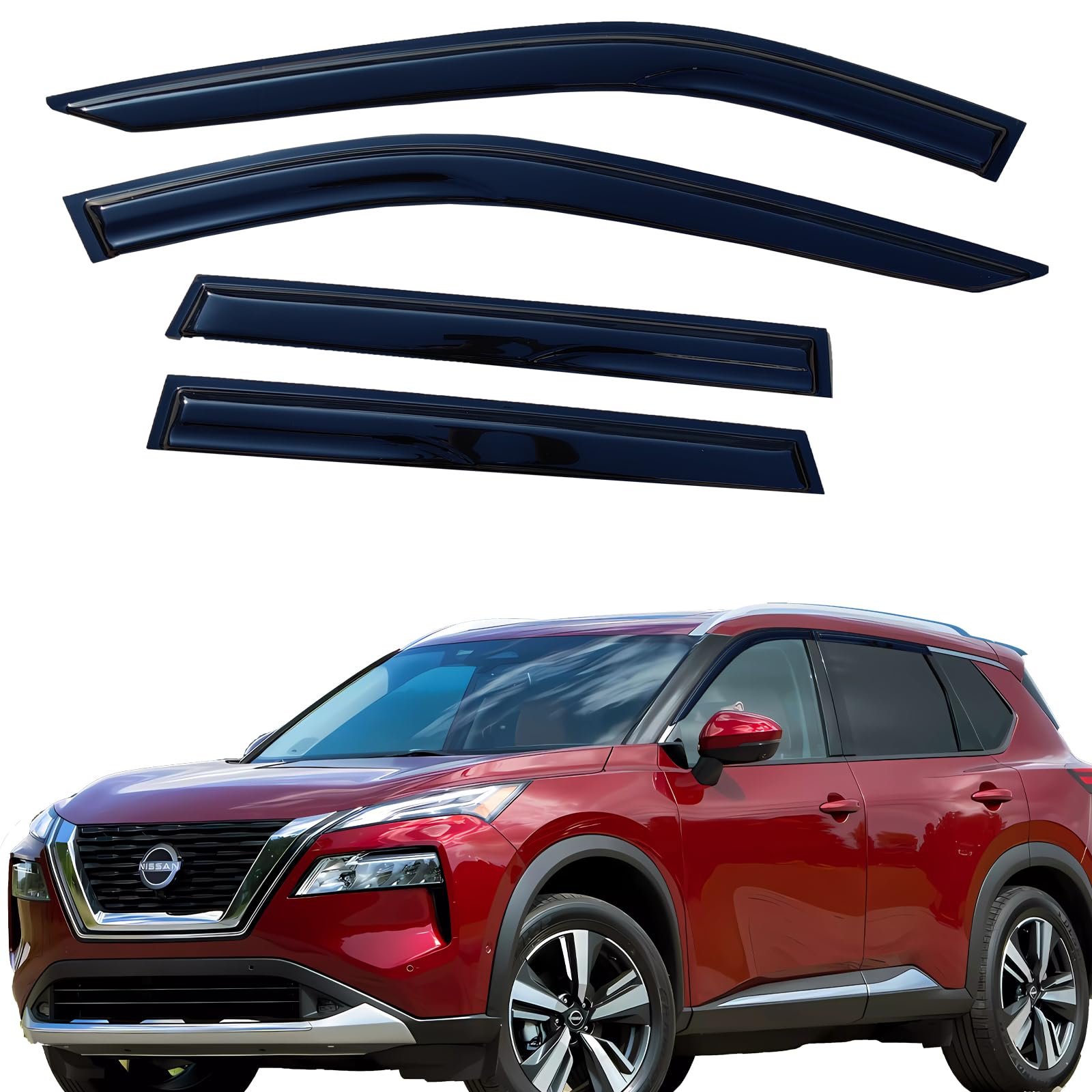 Photo 1 of LIKDIKDIK Tape On Window Visor Compatible with 2021 2022 2023 Nissan Rogue S SV SL, Side Vent Window Deflector Rain Guard Shade, Truck Accessories-4pcs