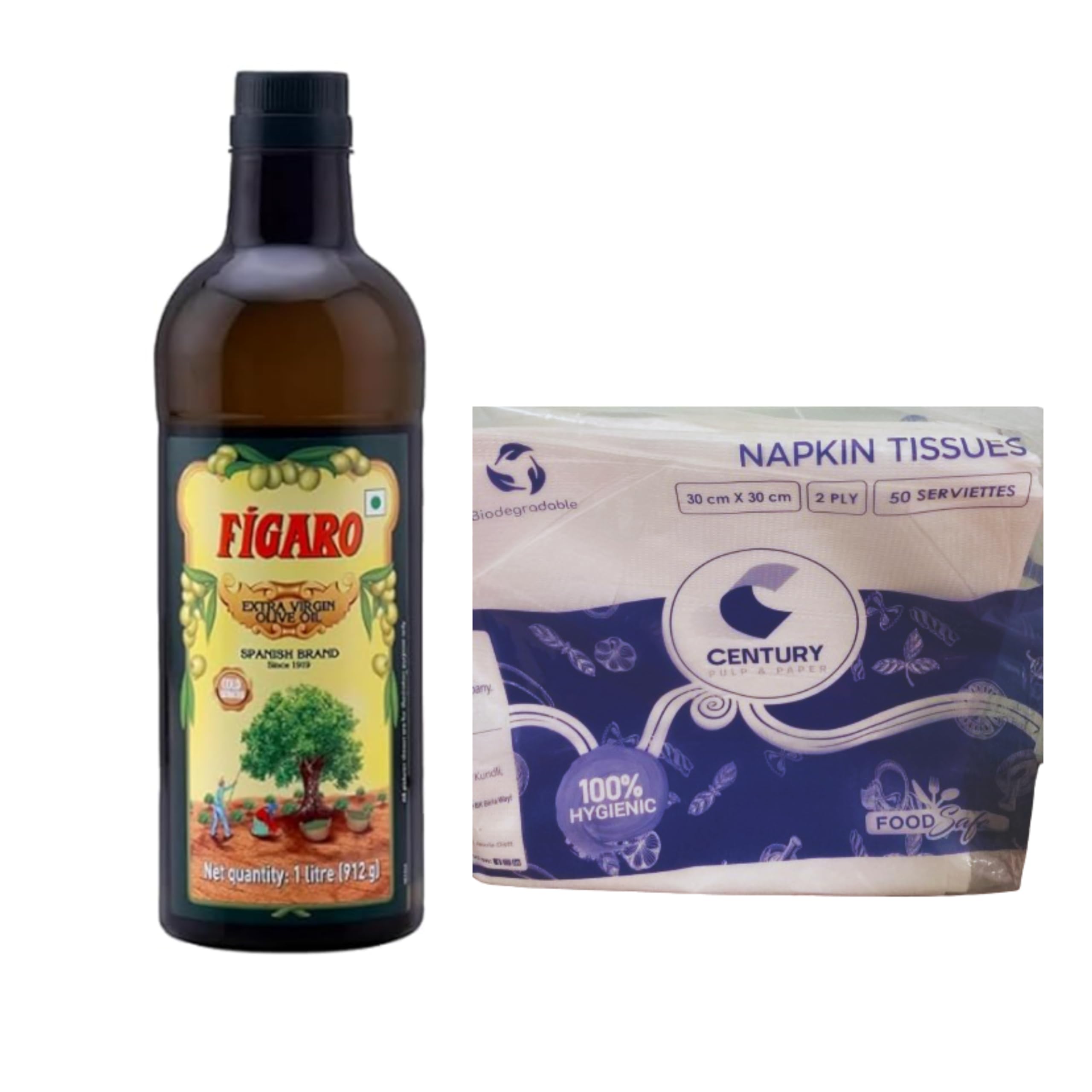 Figaro Extra Virgin Olive Oil-1L Bottle| Free Century Napkin(30 * 30cm)(Pack of 50)| 100% Natural and Cold Extracted Oil- Perfect for Salad, Paratha, Marinade - Imported from Spain (B0CNTVB7WJ) Amazon Price History, Amazon Price Tracker