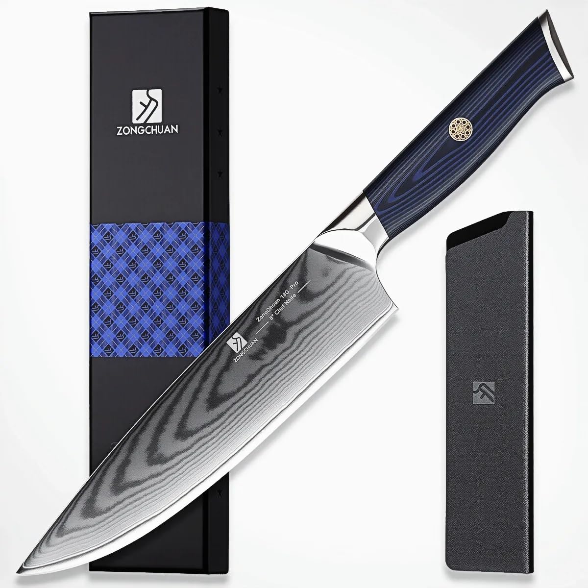 8-Inch Damascus Chef Knife, 67-Layer High Carbon Stainless Steel Kitchen Knife with Ergonomic Red Black G10 Handle, Protective Sheath & Gift Box for Home and Professional Cooking — Amazon image 14
