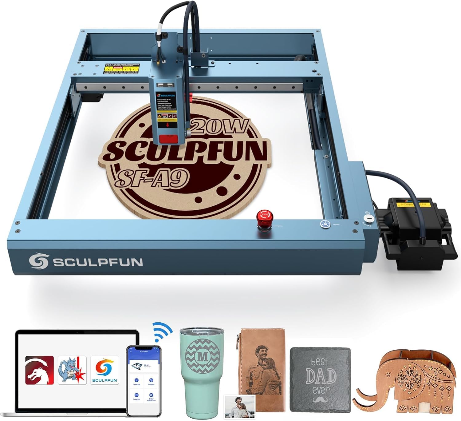 SCULPFUN SF-A9 20W Gravadora a Laser, Cortador a Laser Assistido