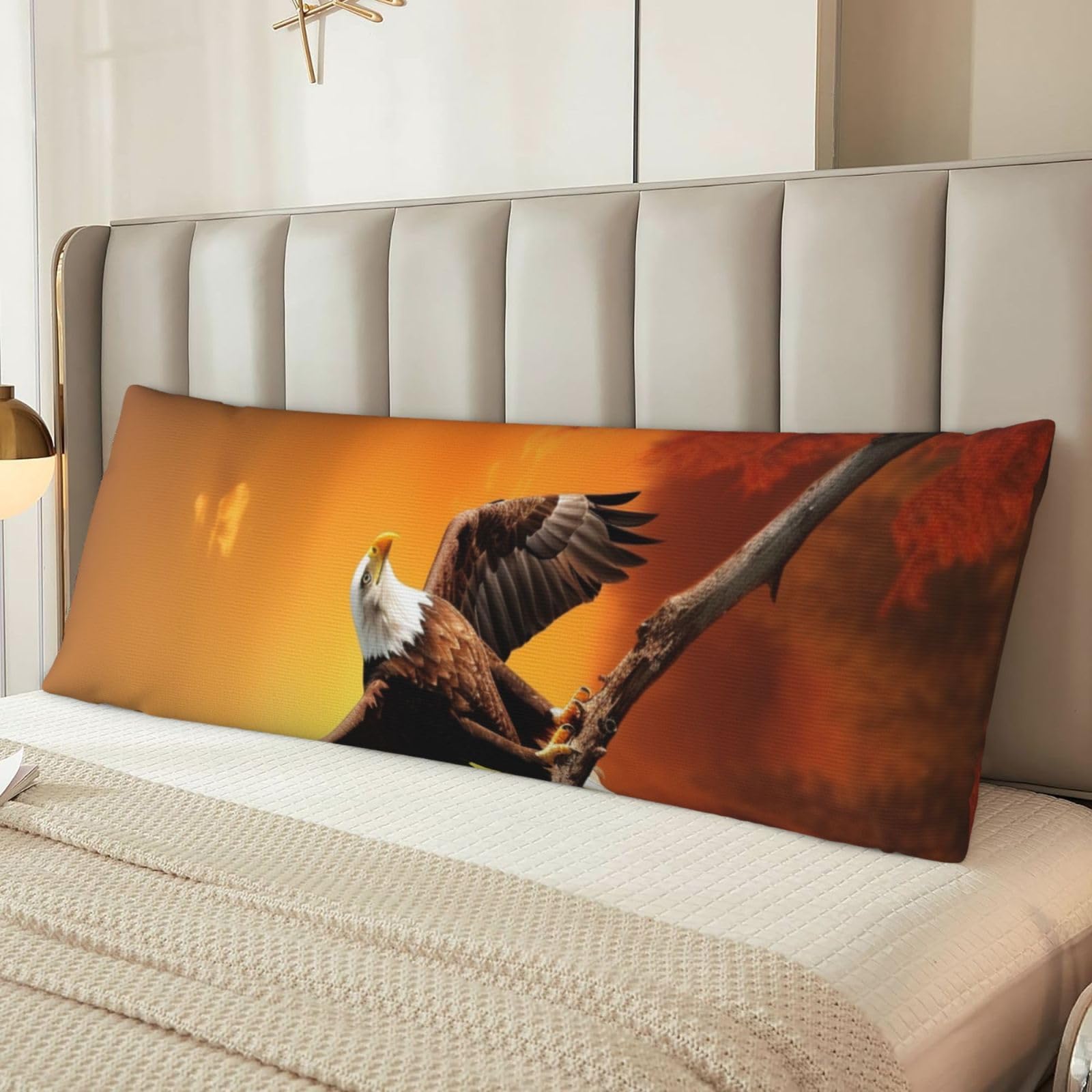 Golden Sunset Bald Eagle Body Pillow Cover with Hidden Zipper 54"X20",Ultra Soft Microfiber Long Pillow Case Decorative Bedding Pillowcase Cushion Cover Cases for Bedroom Couch Sofa,Home Gifts