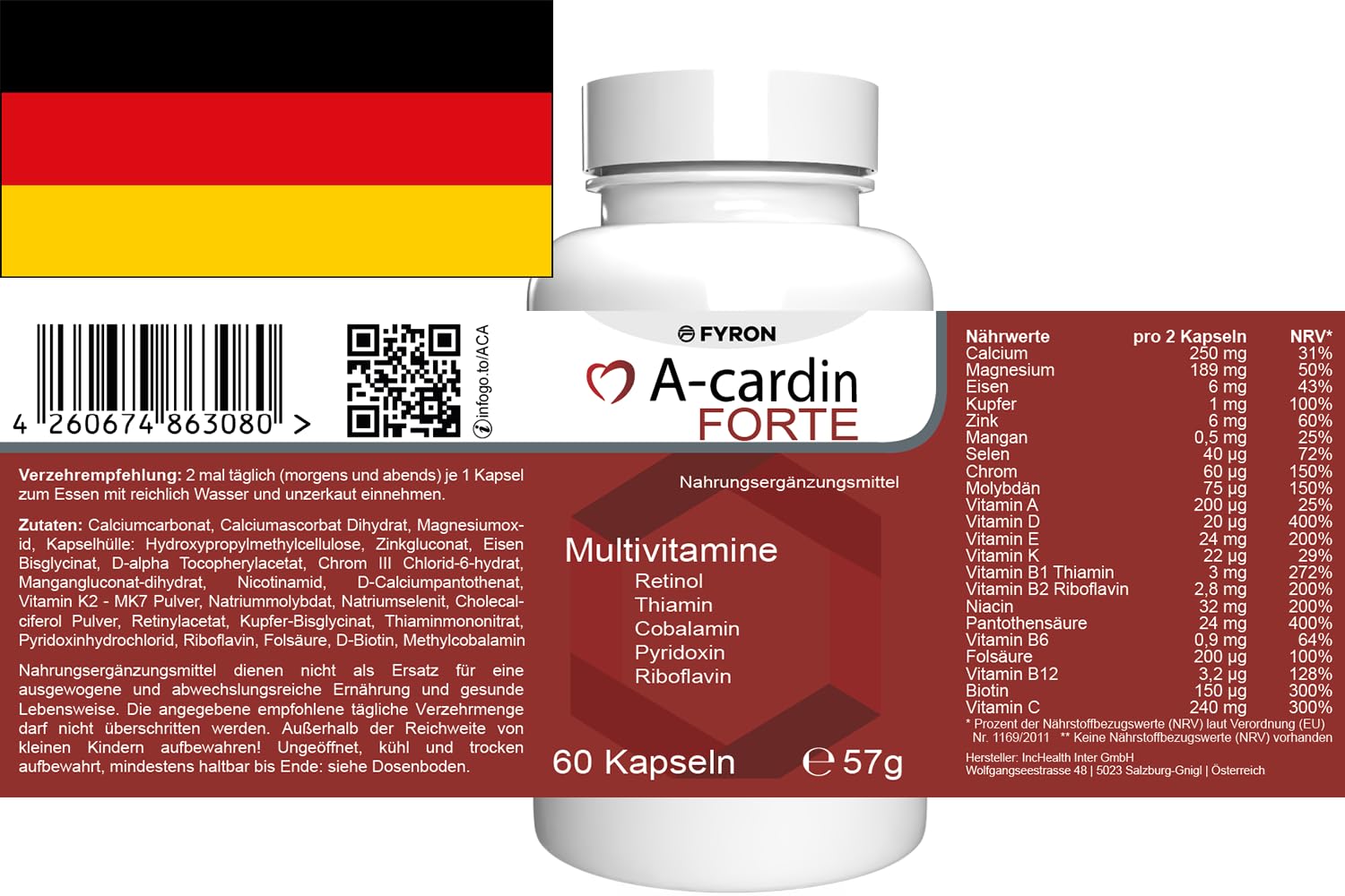 A-cardin Forte - 60 Kapseln - 1er Pack