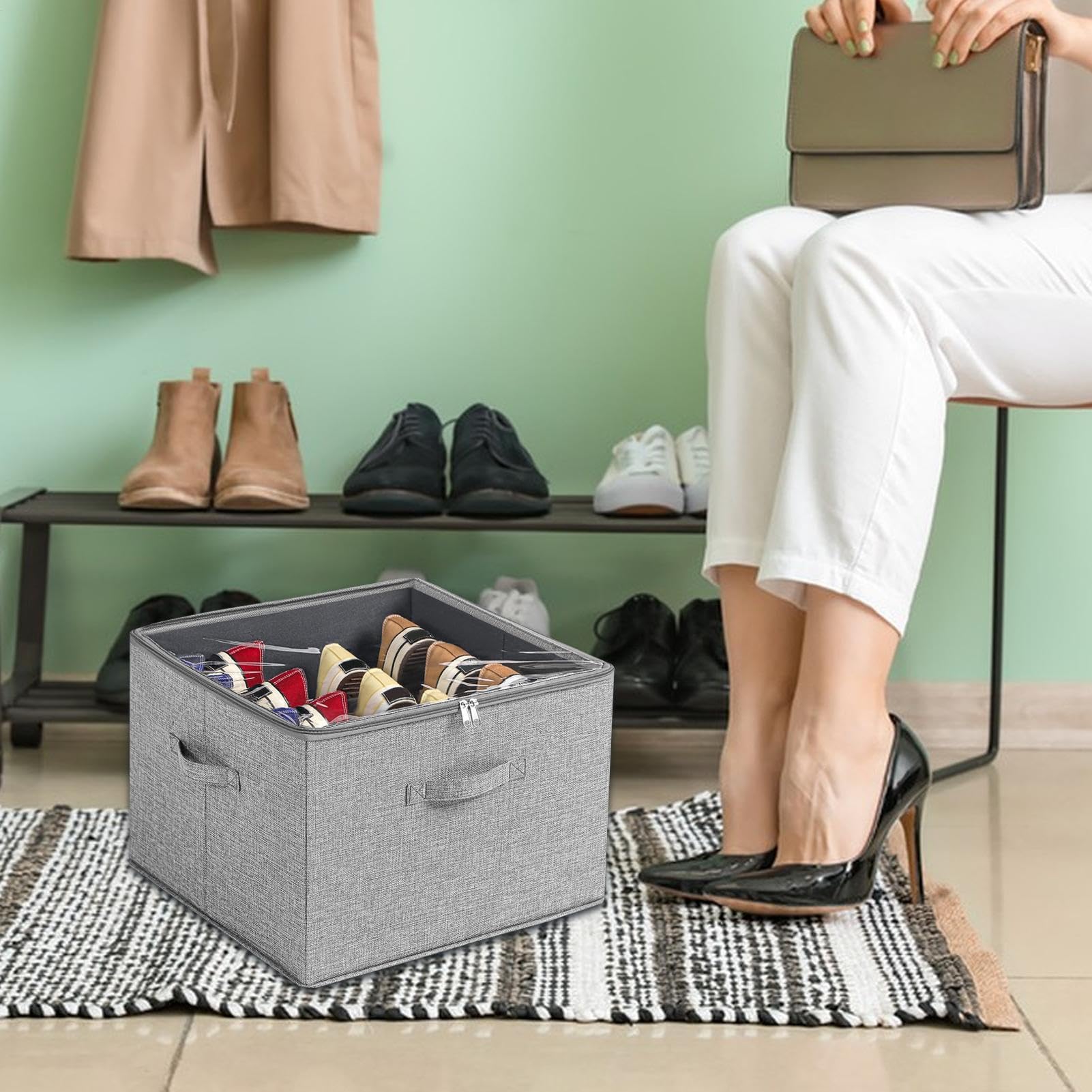 Buty na 16 par, uniwersalny stojak do przechowywania z uchwytami, idealny na buty sportowe, buty, koce, ręczniki, ubrania i zabawki dla dzieci, oszczędność miejsca w domu.