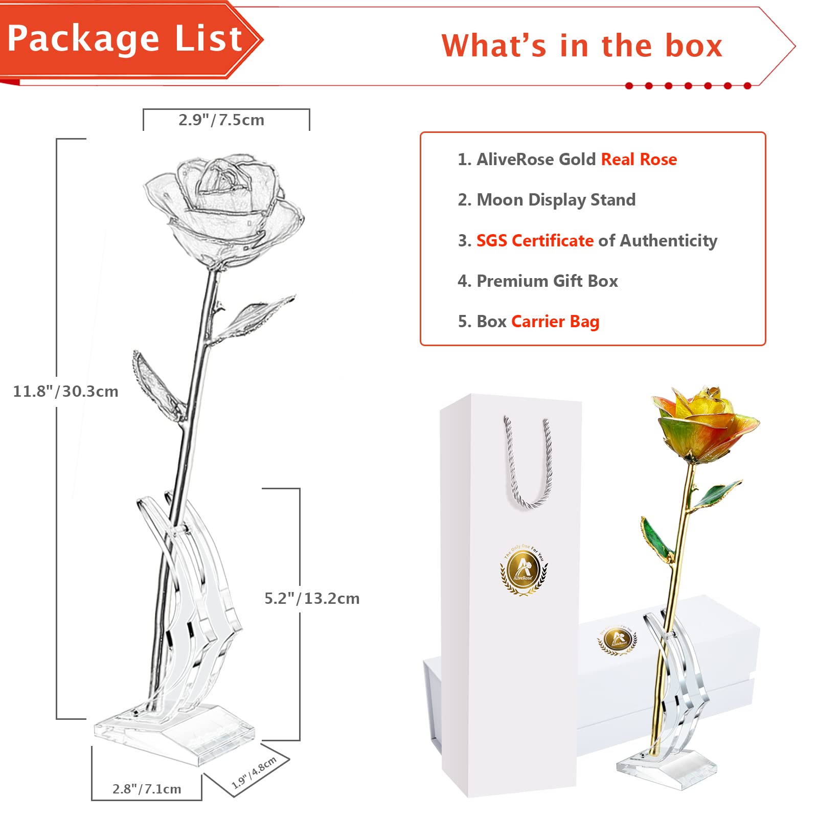 Rosa In Oro 24 Carati AliveRose - Vera Rosa Dorata Per San Valentino E