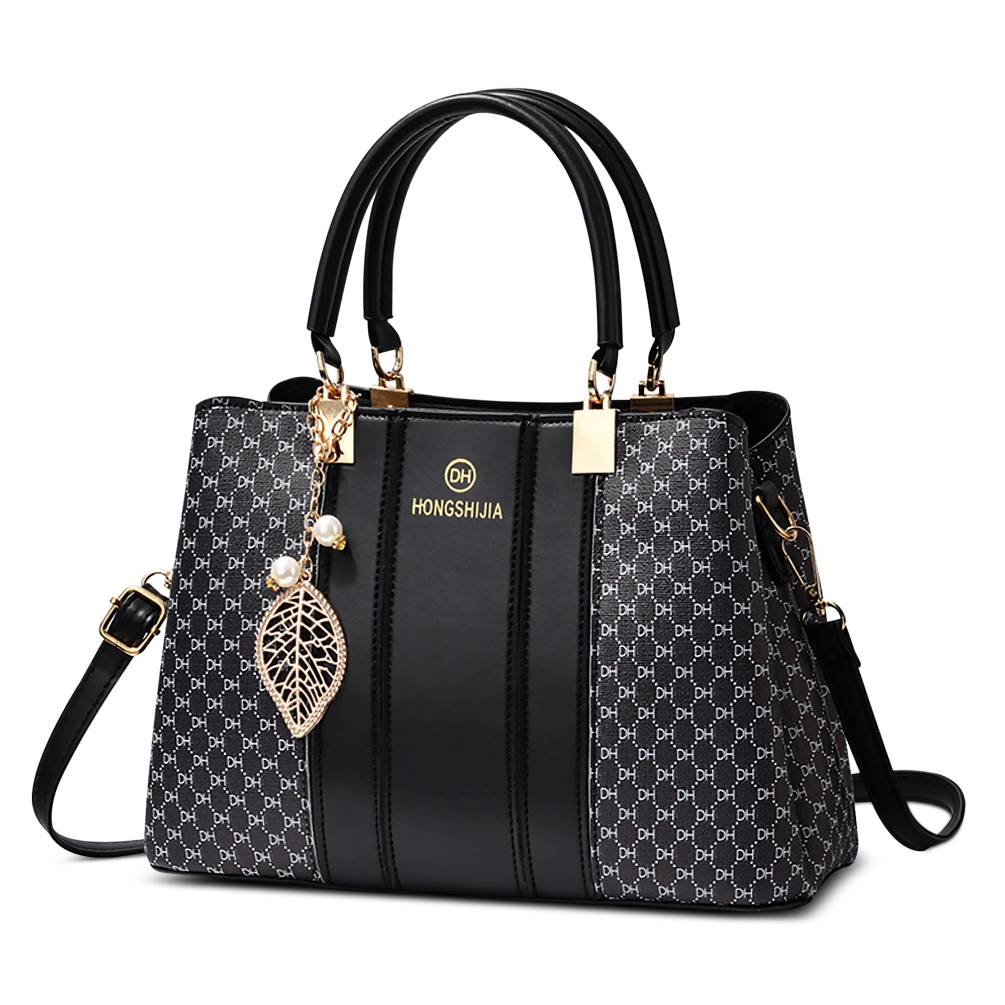 Bolsos de Mujer Moda Bolsos de Mano Elegante Bolso Tote Bolso Bandolera con Mango Adornos Colgantes para Compras Diario Viajes Trabajar Fiesta PU Cuero Negro