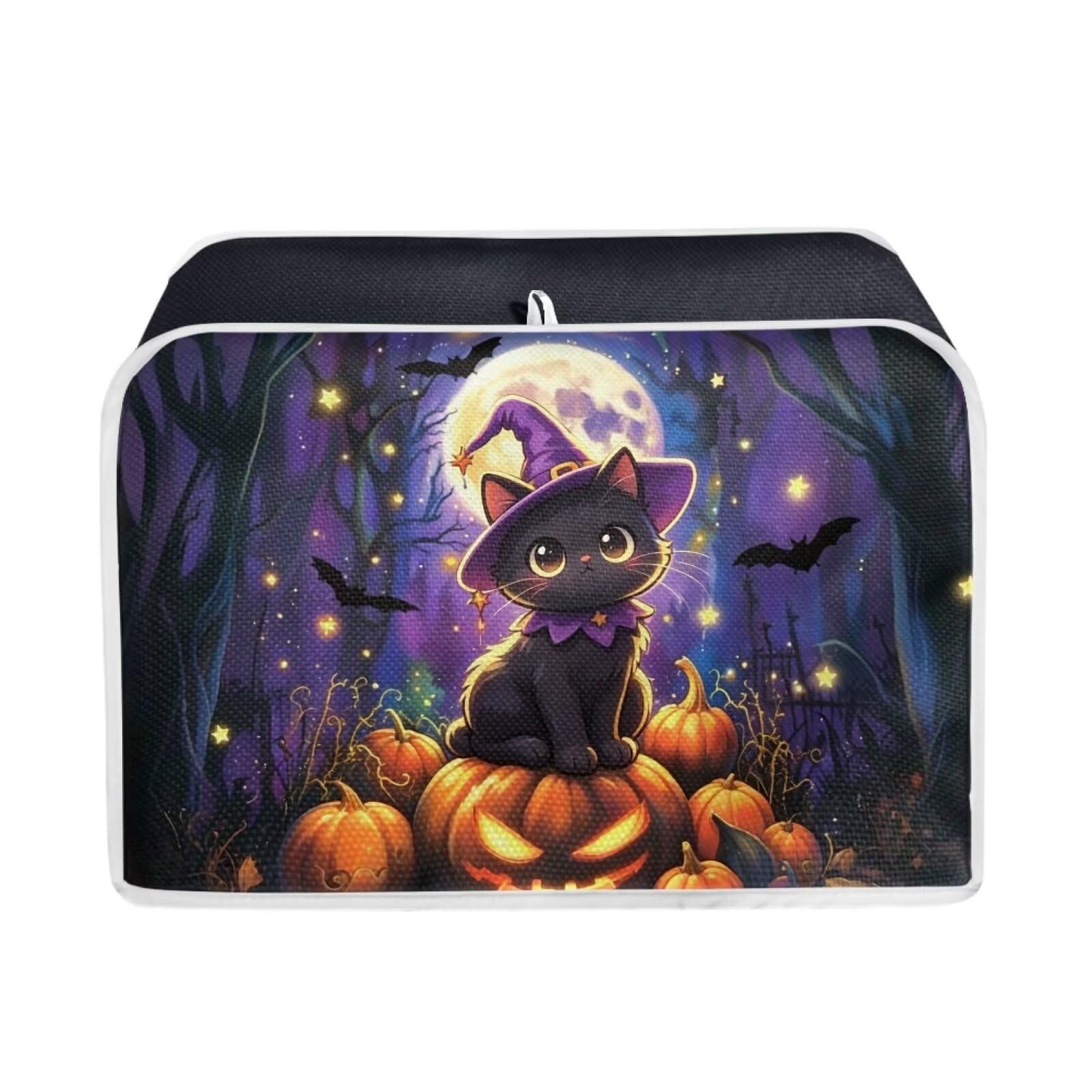 Halloween Purple Pumpkin Cat 4 Slice Toaster Cover