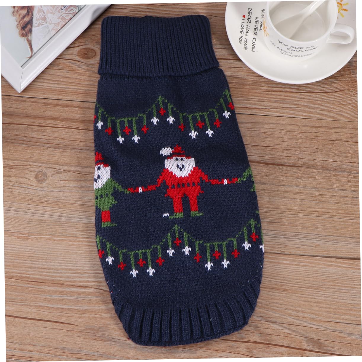 Housoutil 3pièces Pull Tricot pour Chien Manteau Turtleneck De Noël Doux Et pour Animaux Vêtements Hiver pour Chiens Bleu